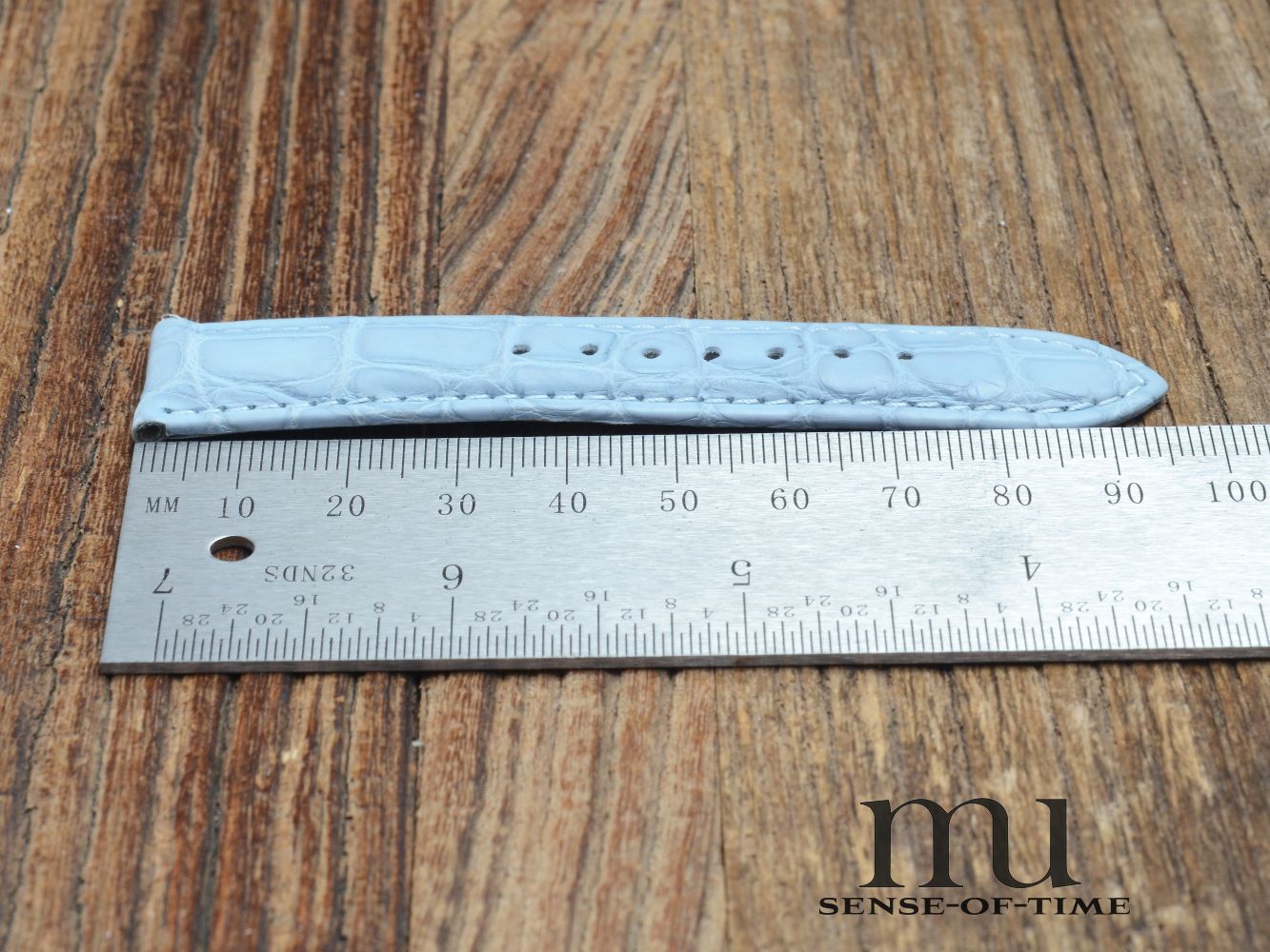 Zubehör: Glashütte Original Krokolederband, Hellblau, 19mm, NOS