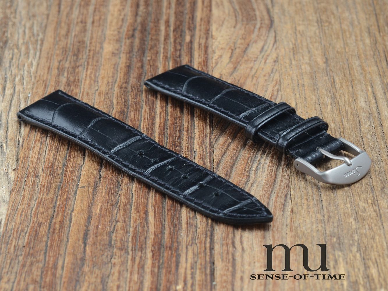 Zubehör: Sinn Lederband 20 mm mit Dornschließe, schwarz, NOS