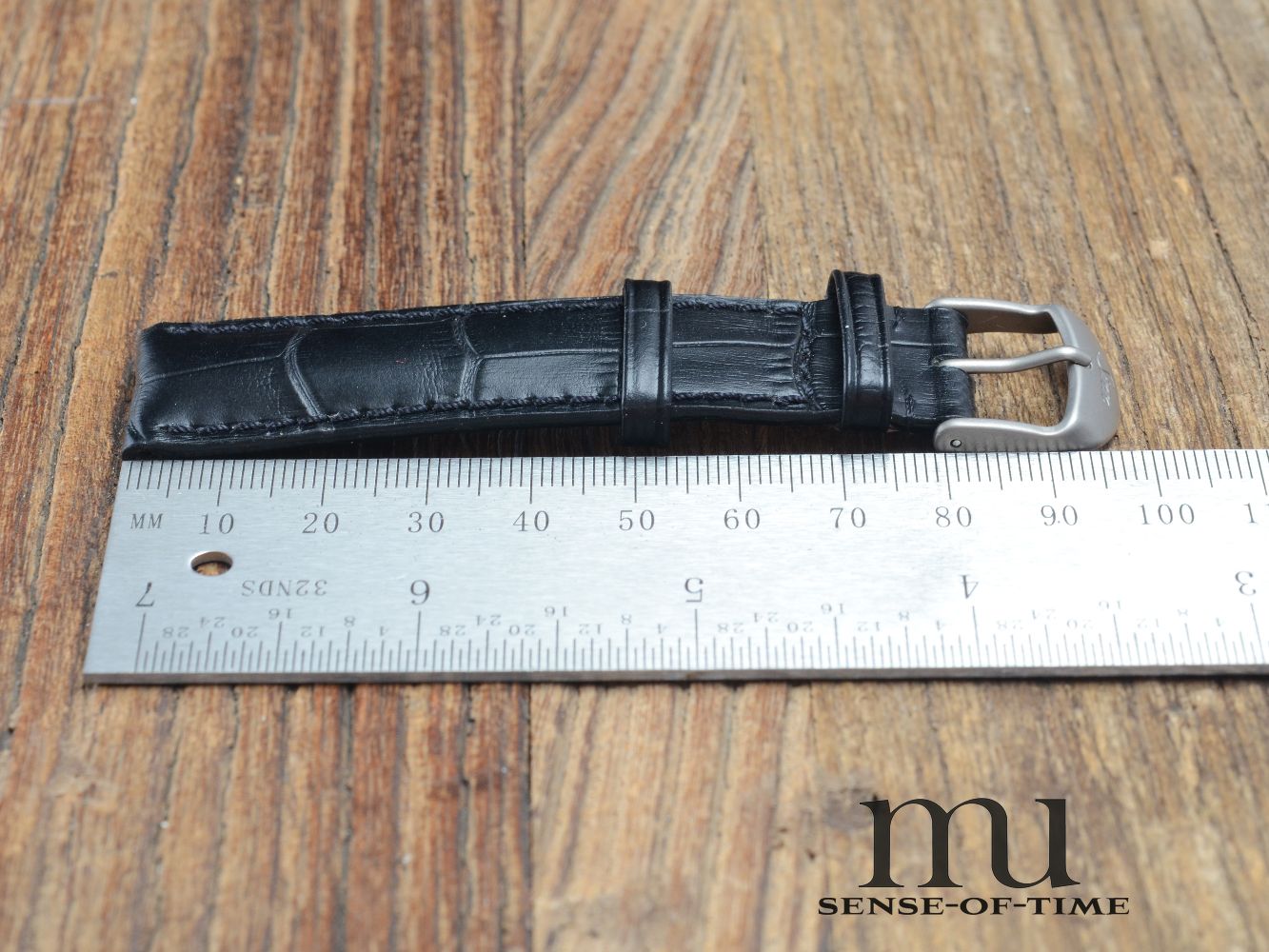 Zubehör: Sinn Lederband 20 mm mit Dornschließe, schwarz, NOS