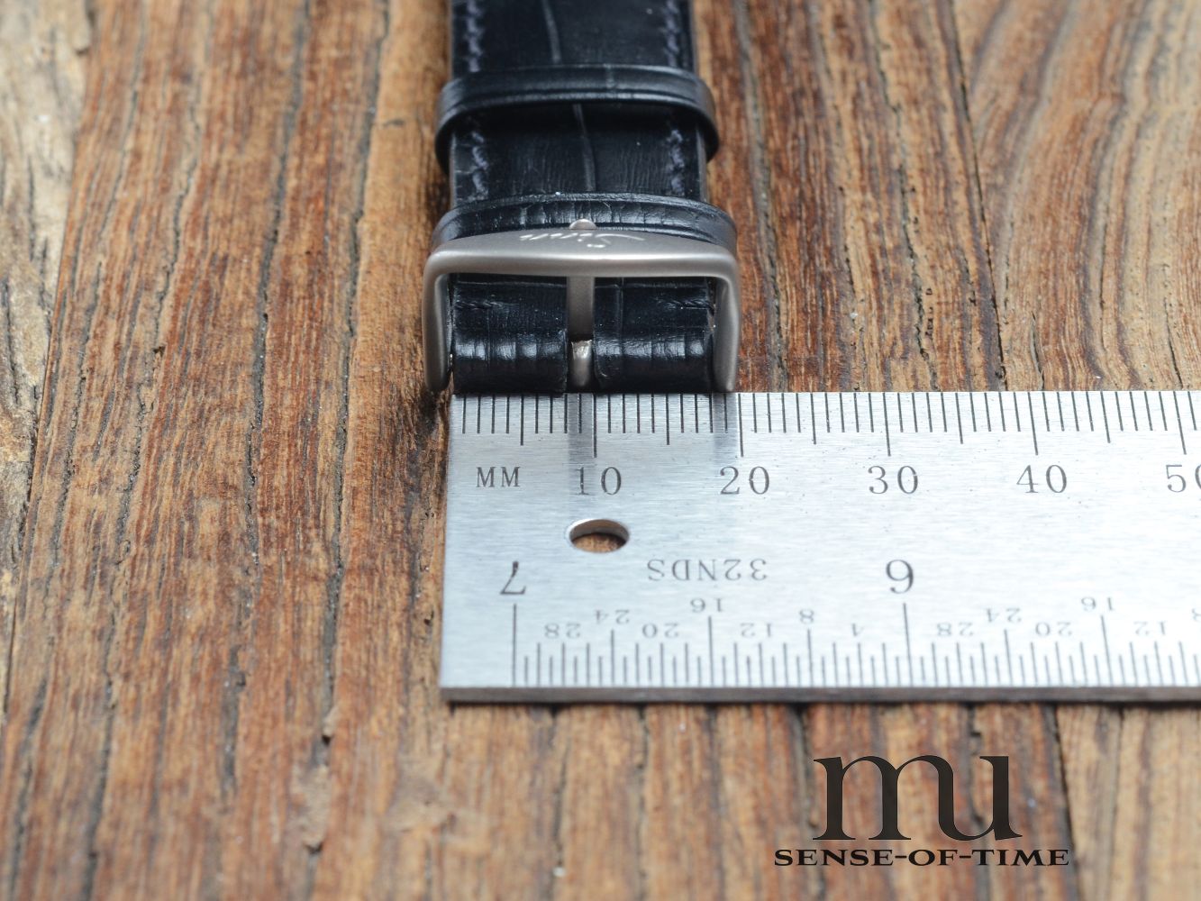 Zubehör: Sinn Lederband 20 mm mit Dornschließe, schwarz, NOS