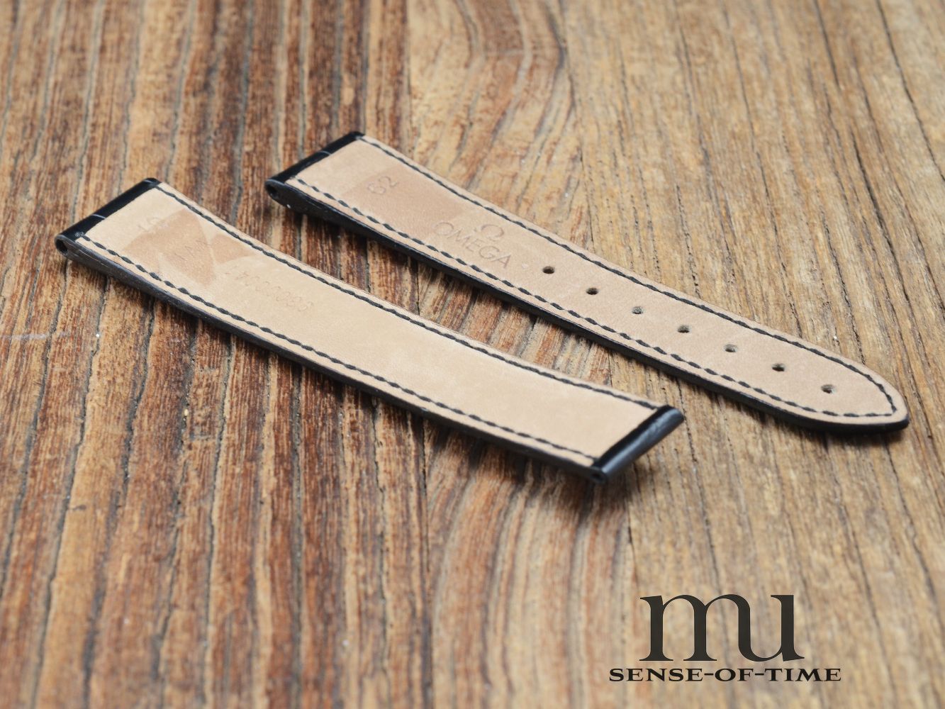 Zubehör: Omega Krokolederband, schwarz, 19mm, NOS