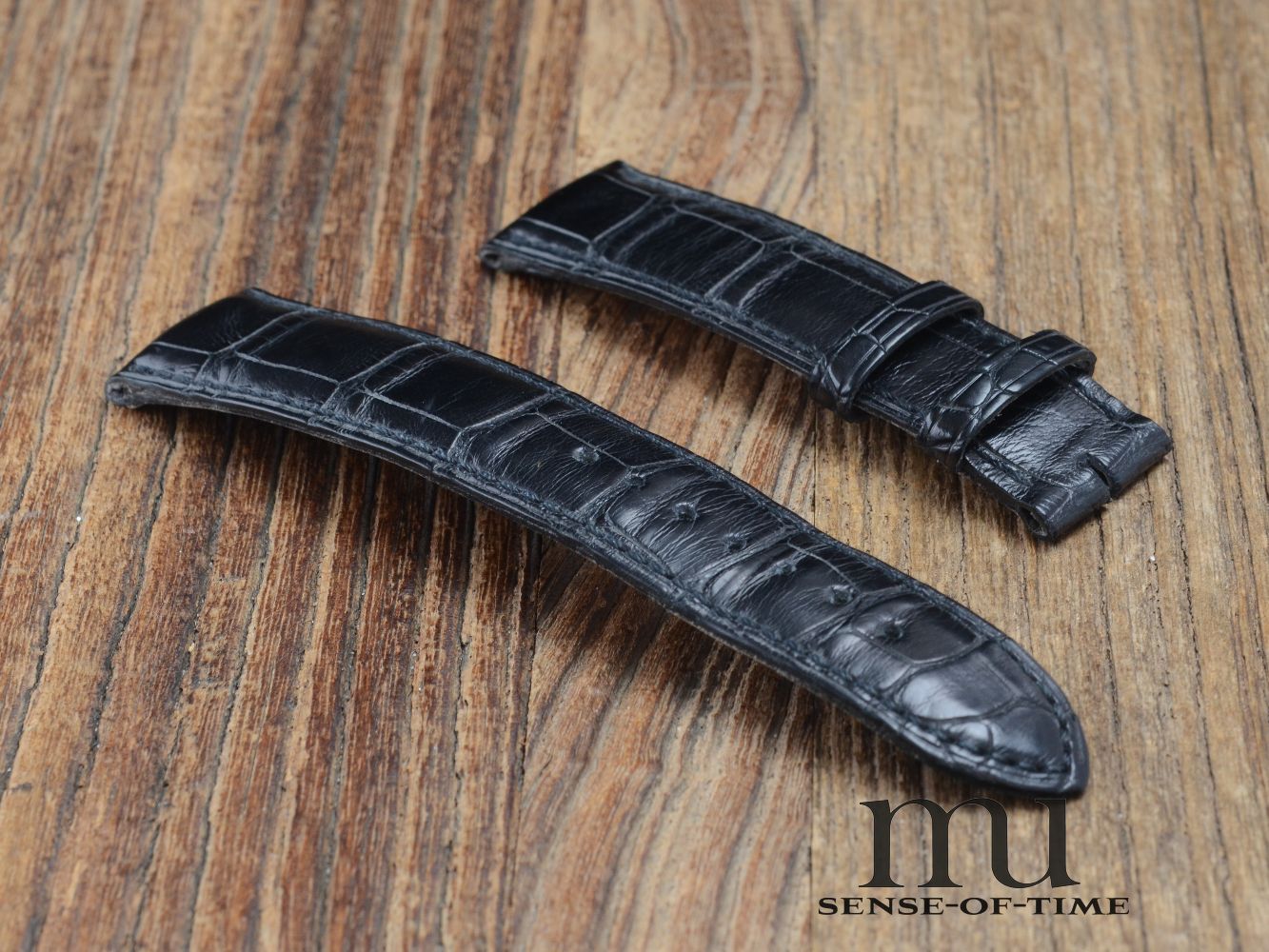 Zubehör: Daniel Roth Krokolederband, schwarz, 20 mm