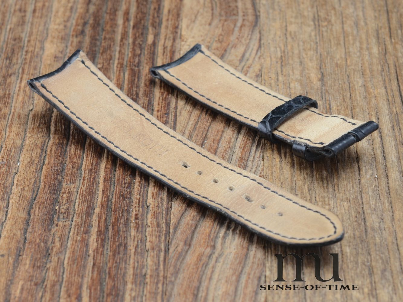 Zubehör: Daniel Roth Krokolederband, schwarz, 20 mm