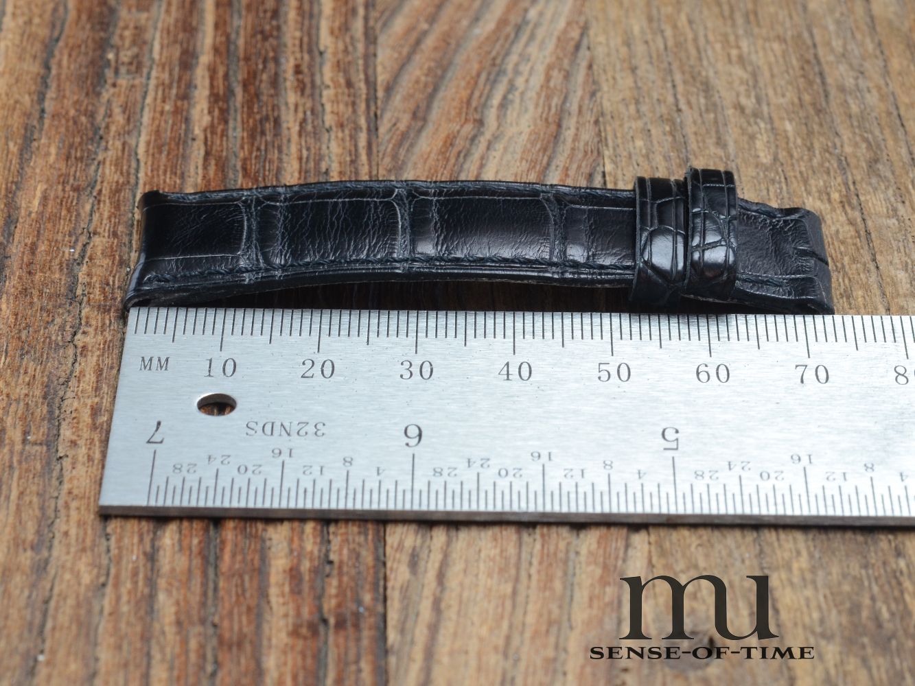 Zubehör: Daniel Roth Krokolederband, schwarz, 20 mm