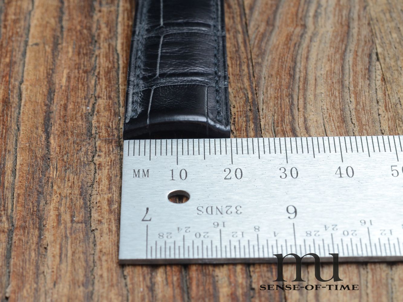 Zubehör: Daniel Roth Krokolederband, schwarz, 20 mm