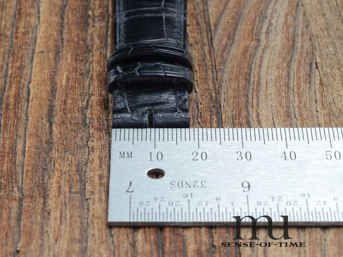 Zubehör: Daniel Roth Krokolederband, schwarz, 20 mm