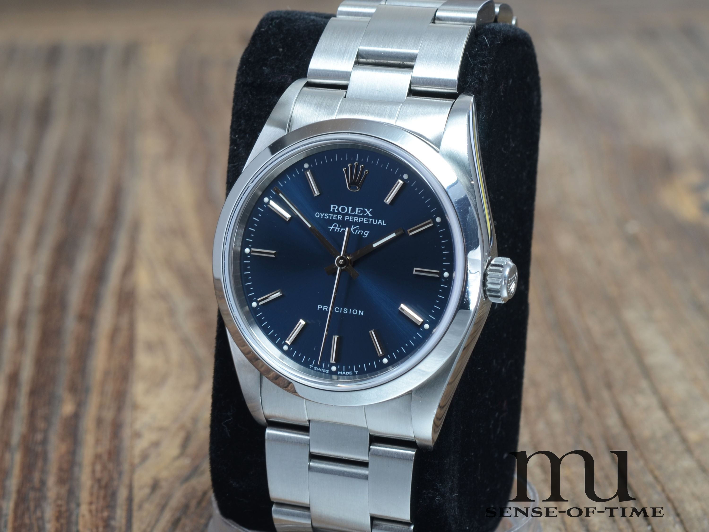 Rolex Air King Blue Dial, no holes, Ref.: 14000