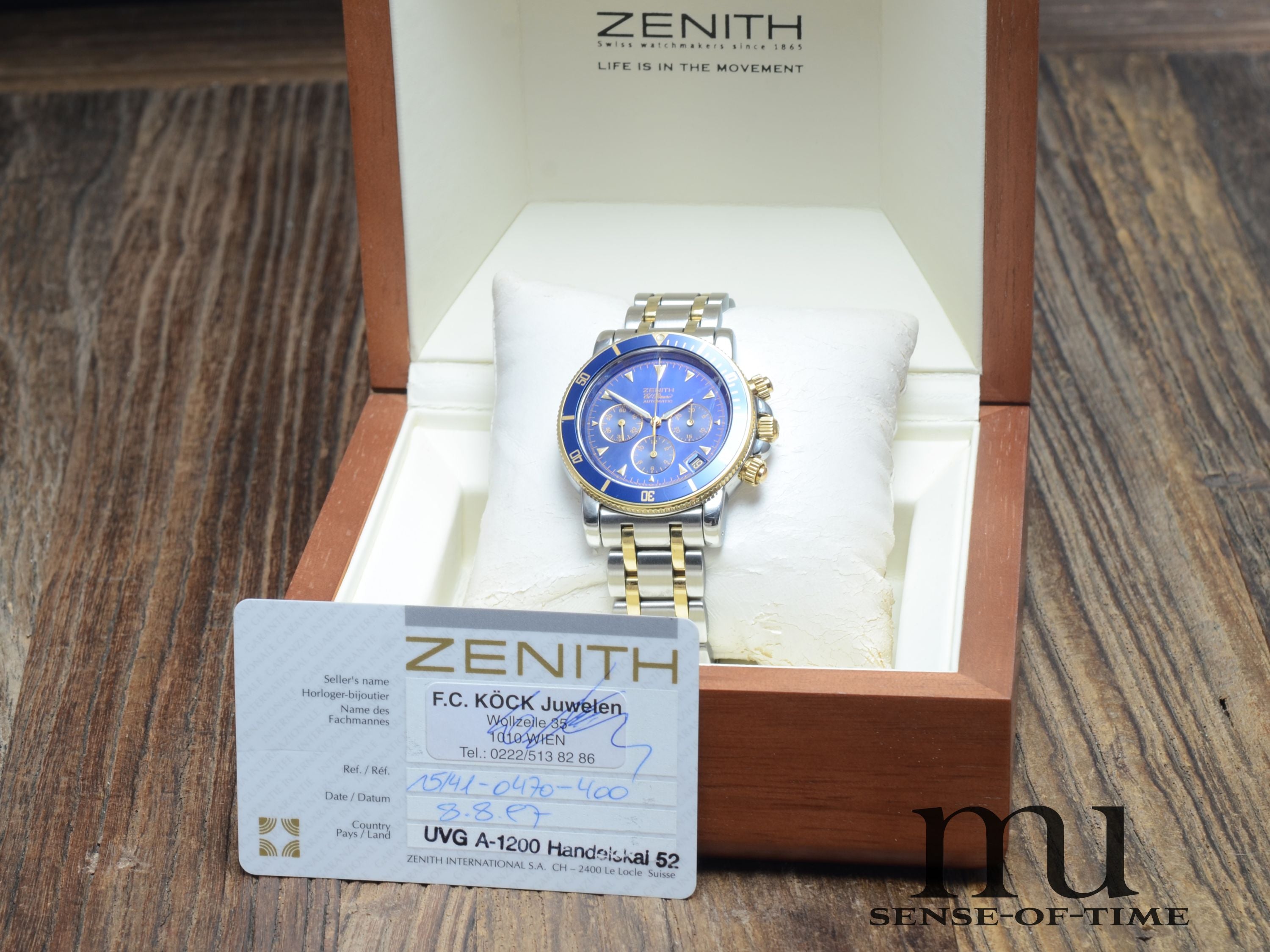 Zenith Rainbow el primero Stahl/Gold mit blauem Zifferblatt
