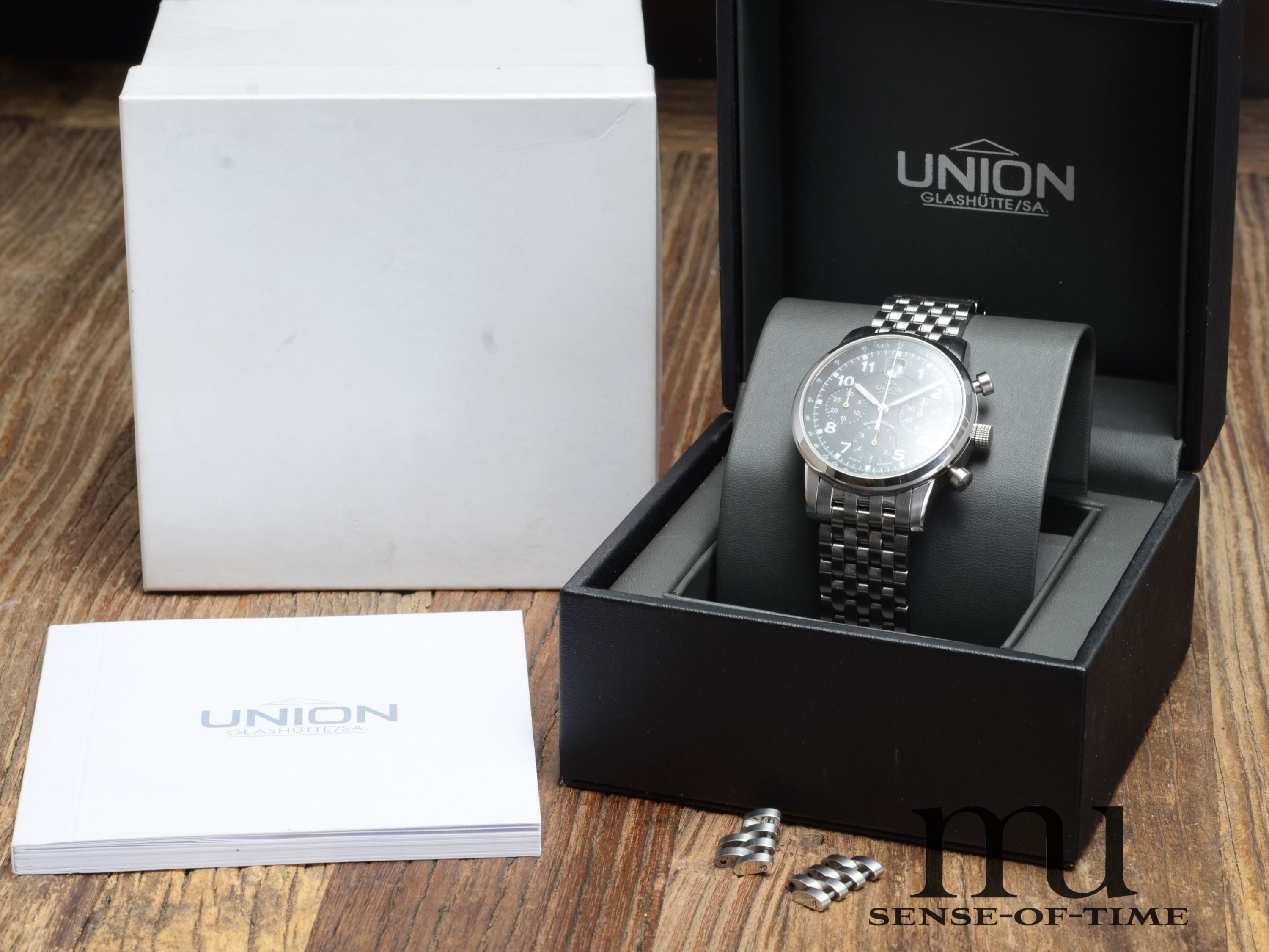 Union Glashütte Fliegerchronograph mit Stahlband Cal. 26 mit Herstellerservice