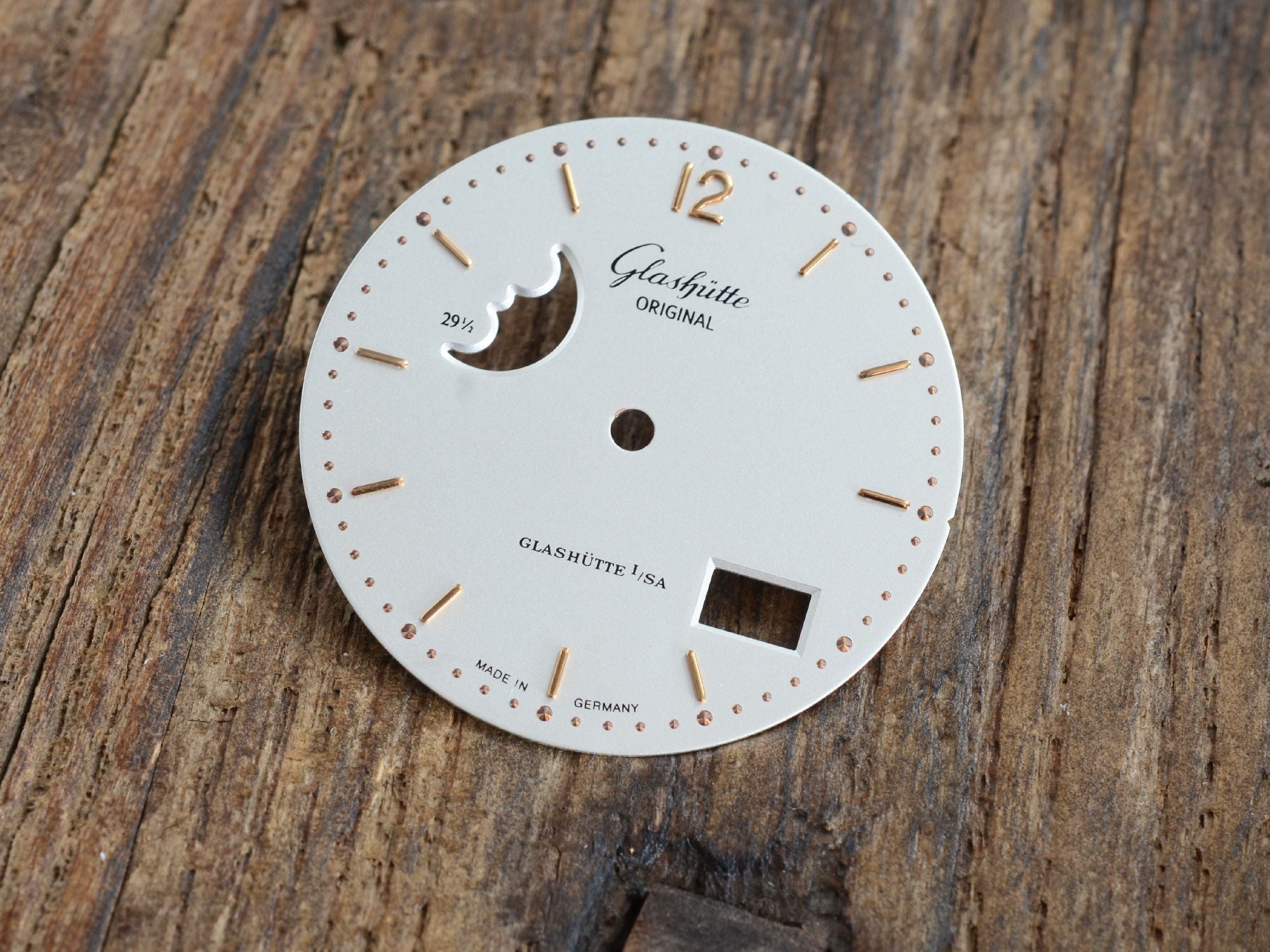 Zubehörteile: Zifferblatt Dial für Glashütte Original Panoramdatum mit Mondphase (Cal. 39-41)