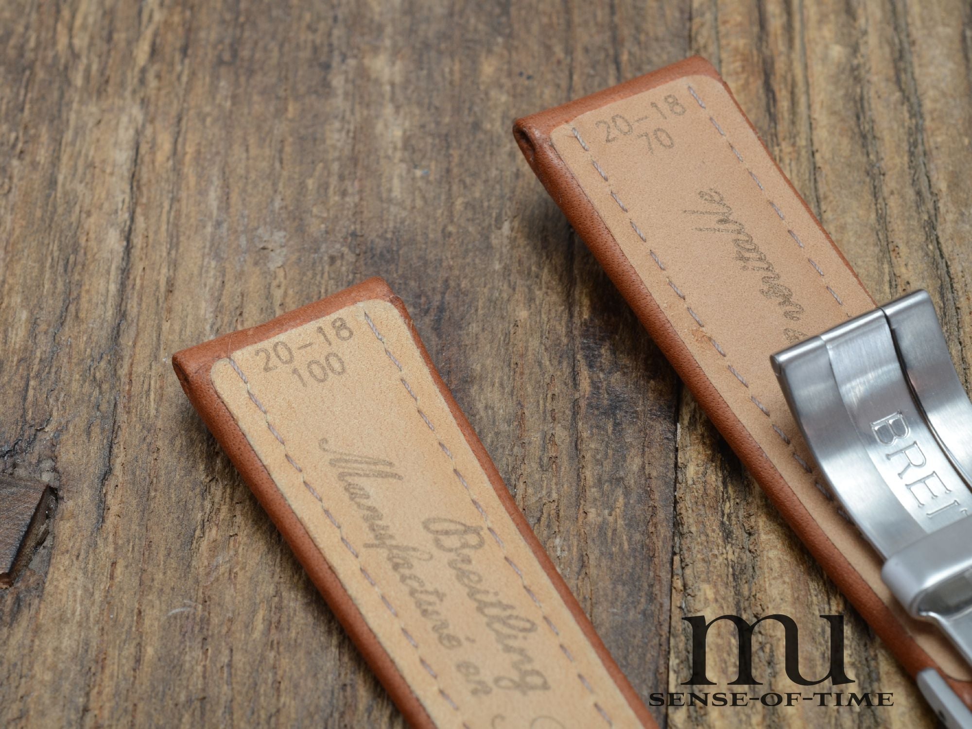 Zubehör: Breiting Lederband braun 20mm mit Faltschließe, NOS