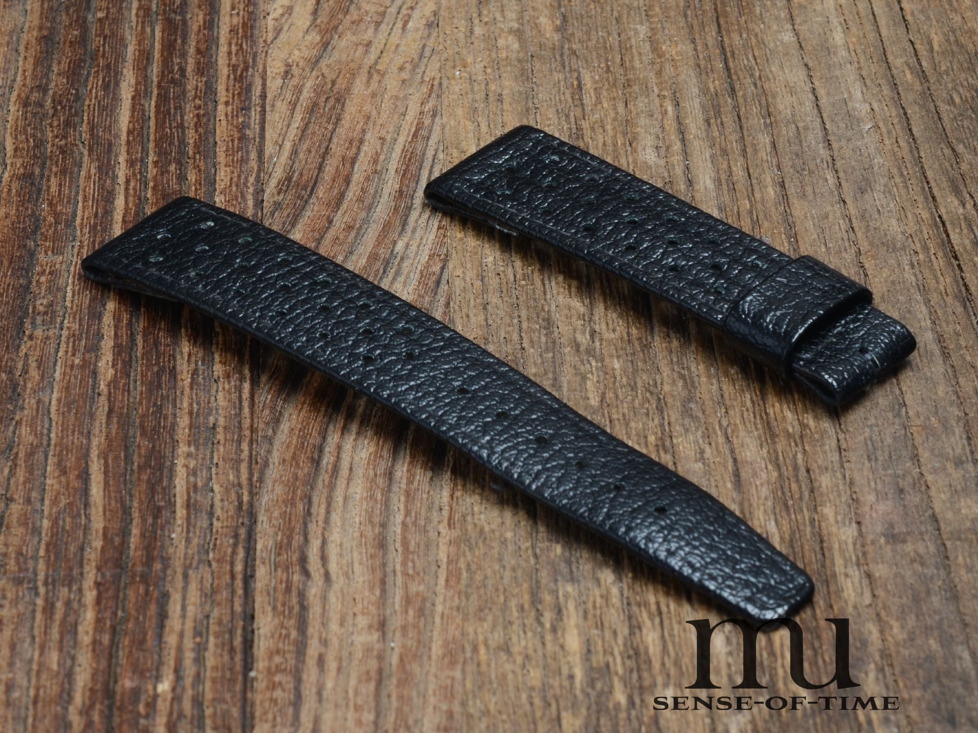 Zubehör: Omega Racing-Lederband, Vintage 19mm schwarz, NOS