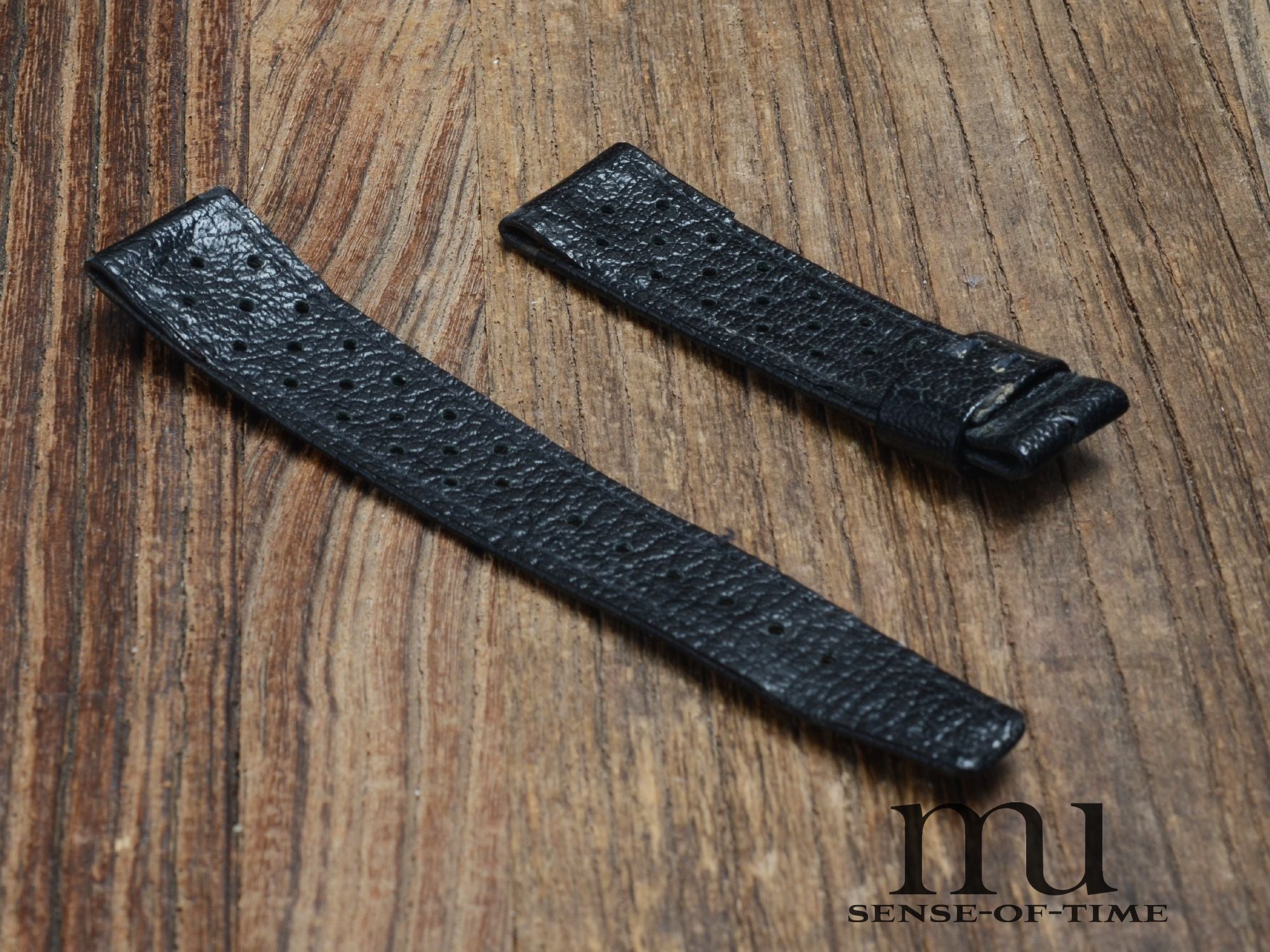 Zubehör: Omega Racing-Lederband, Vintage 19mm schwarz, NOS