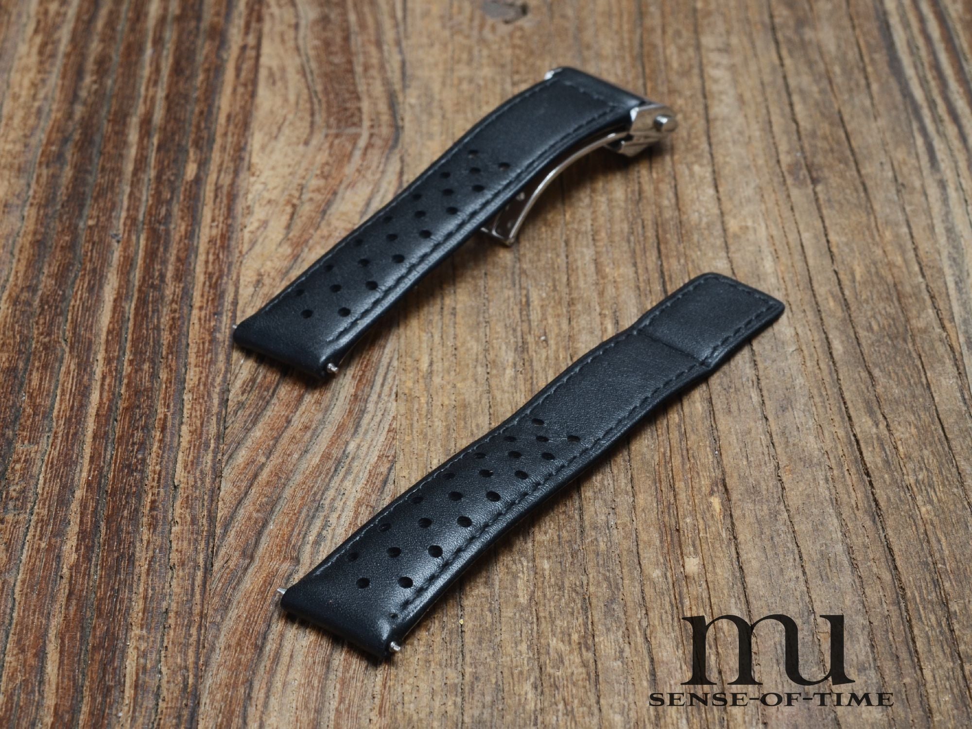 Zubehör: Tag Heuer Racing Armband 18mm, schwarz, mit Faltschließe, NOS