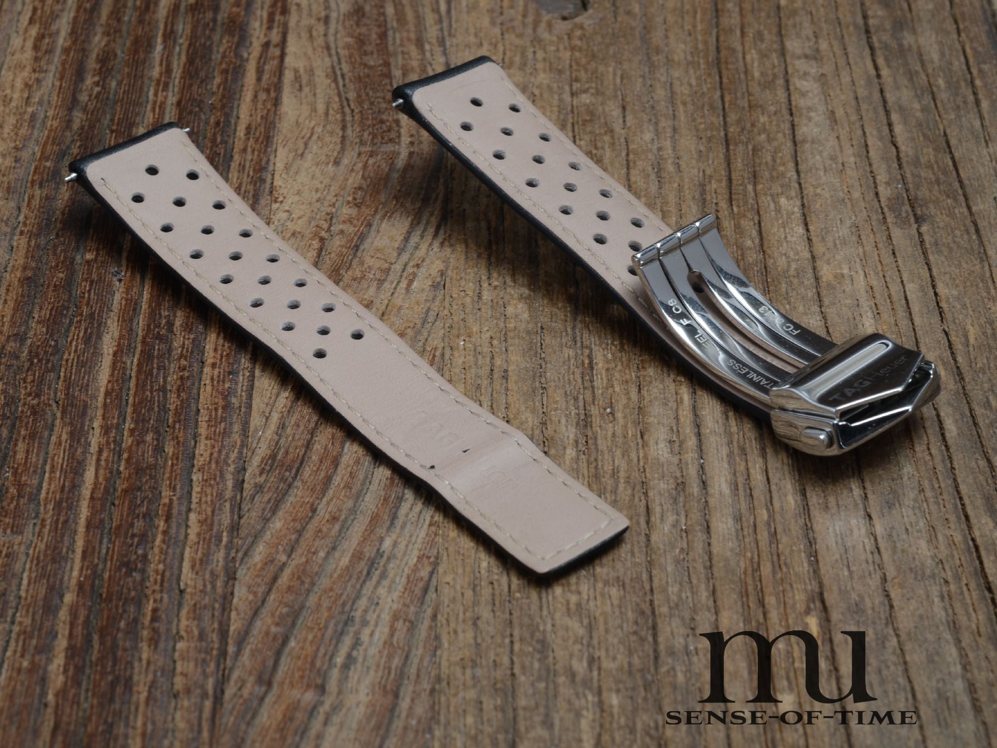 Zubehör: Tag Heuer Racing Armband 18mm, schwarz, mit Faltschließe, NOS