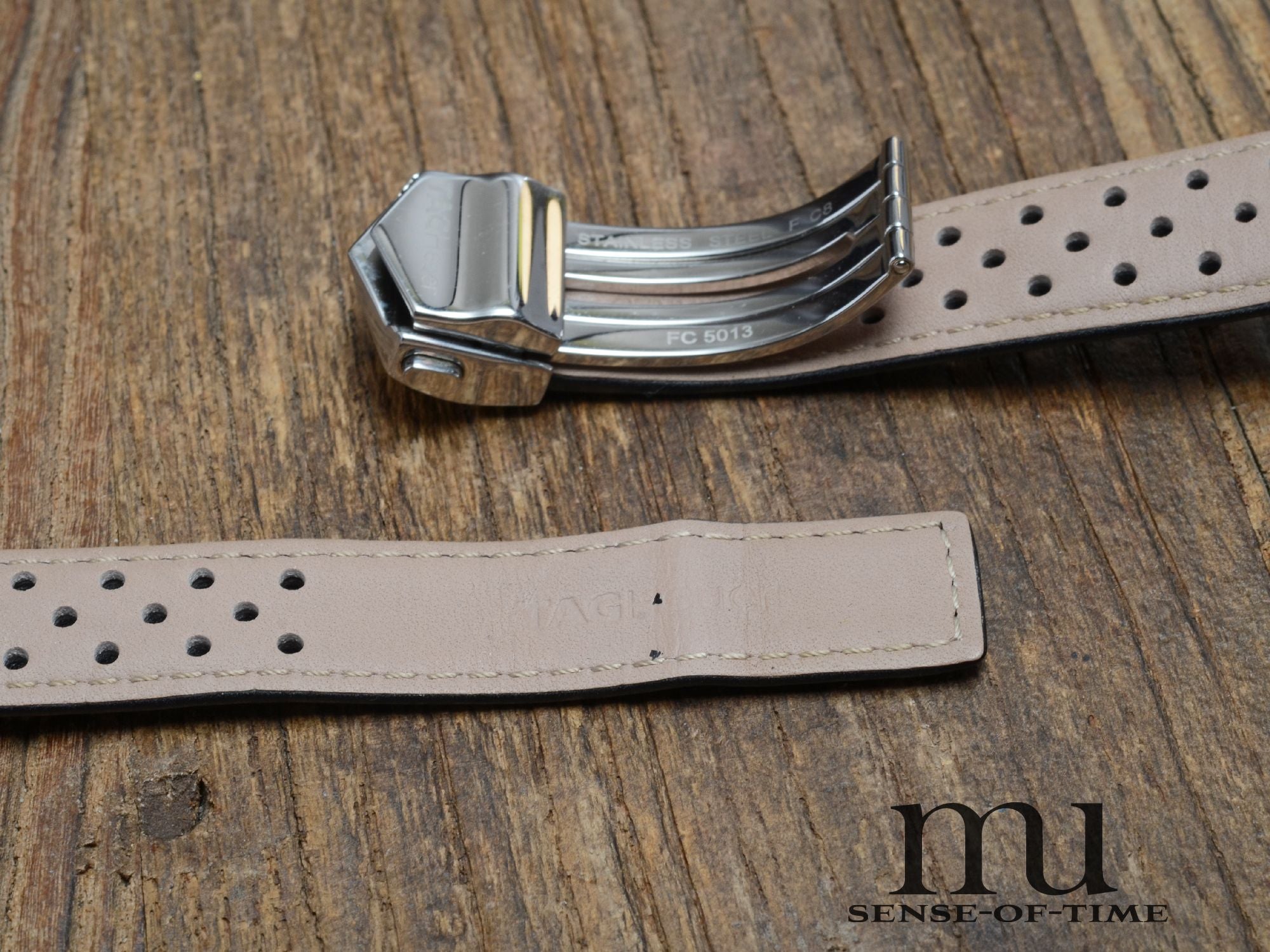 Zubehör: Tag Heuer Racing Armband 18mm, schwarz, mit Faltschließe, NOS