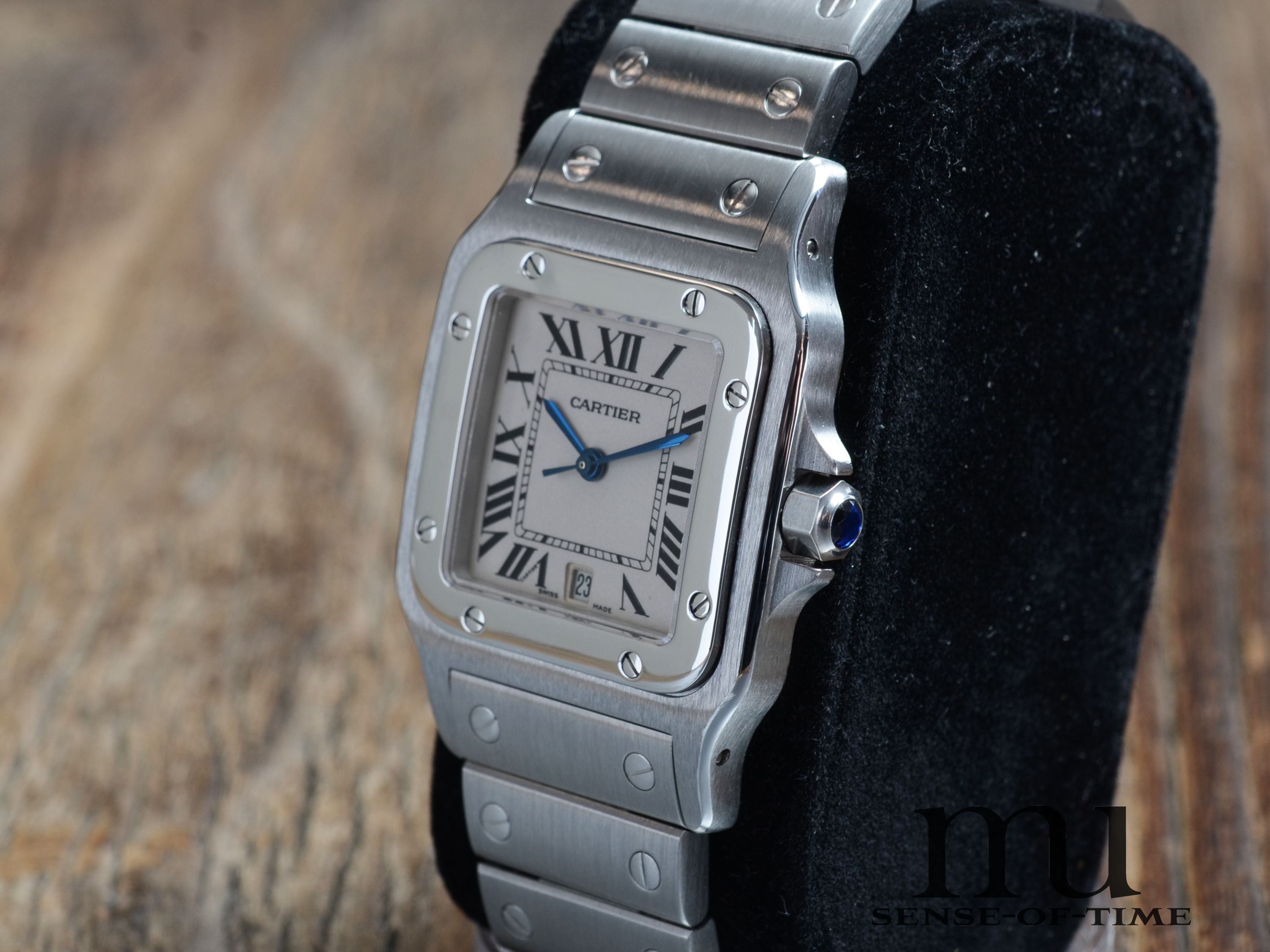 Cartier Santos de Cartier Galbée Stahl Medium, Full Set, Cartier-Service, Ref.: 1564