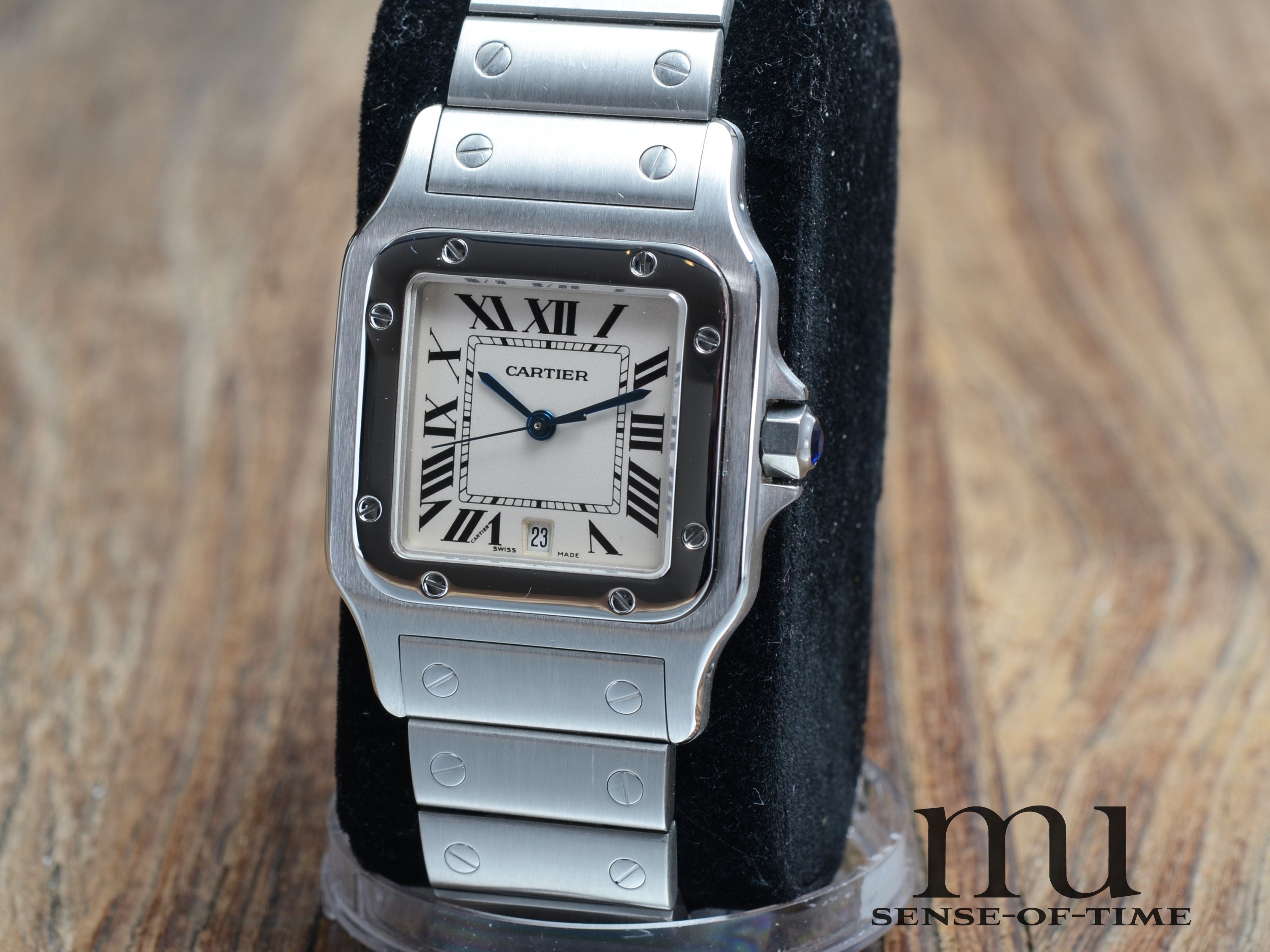 Cartier Santos de Cartier Galbée Stahl Medium, Full Set, Cartier-Service, Ref.: 1564