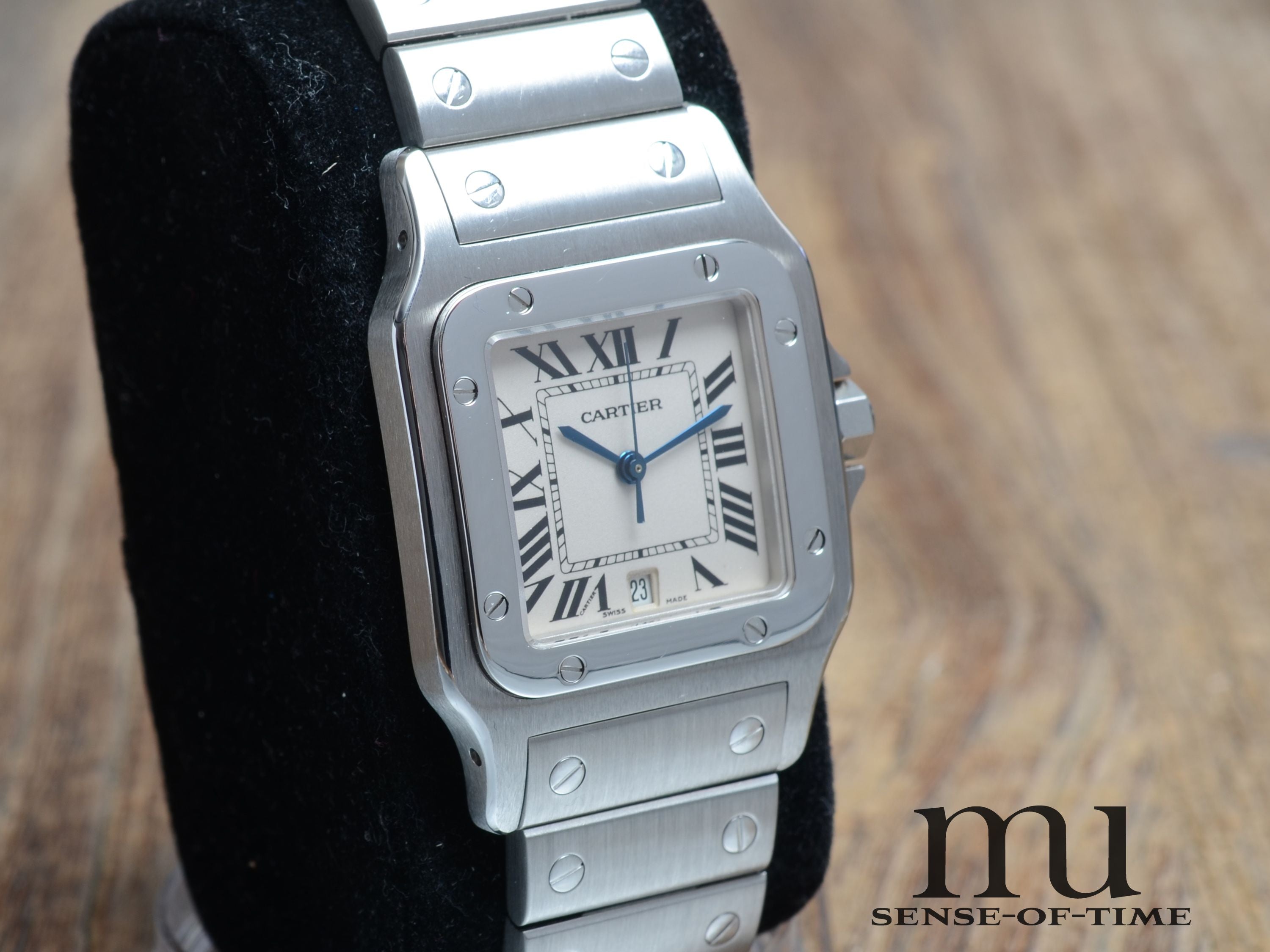 Cartier Santos de Cartier Galbée Stahl Medium, Full Set, Cartier-Service, Ref.: 1564