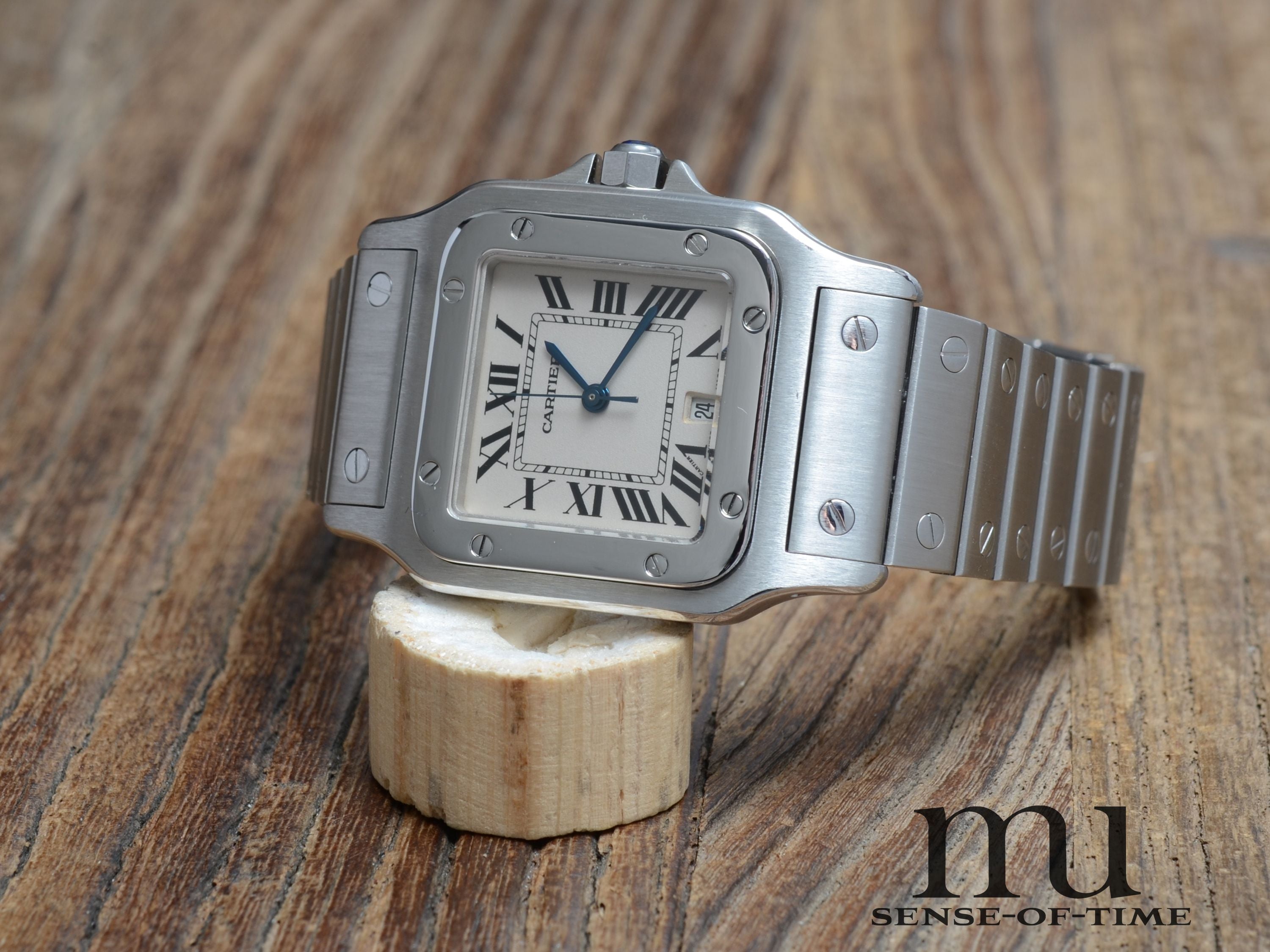 Cartier Santos de Cartier Galbée Stahl Medium, Full Set, Cartier-Service, Ref.: 1564