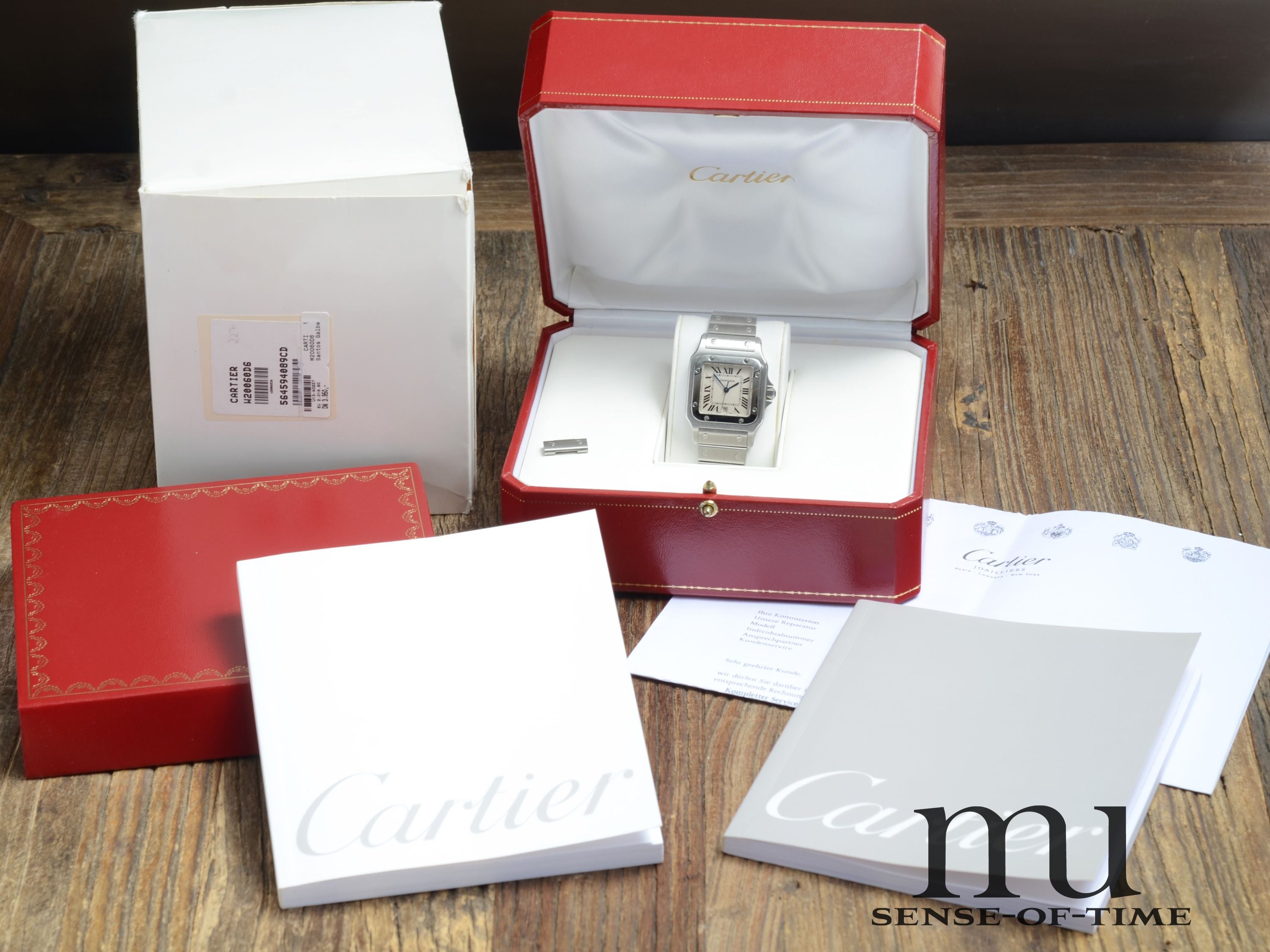 Cartier Santos de Cartier Galbée Stahl Medium, Full Set, Cartier-Service, Ref.: 1564
