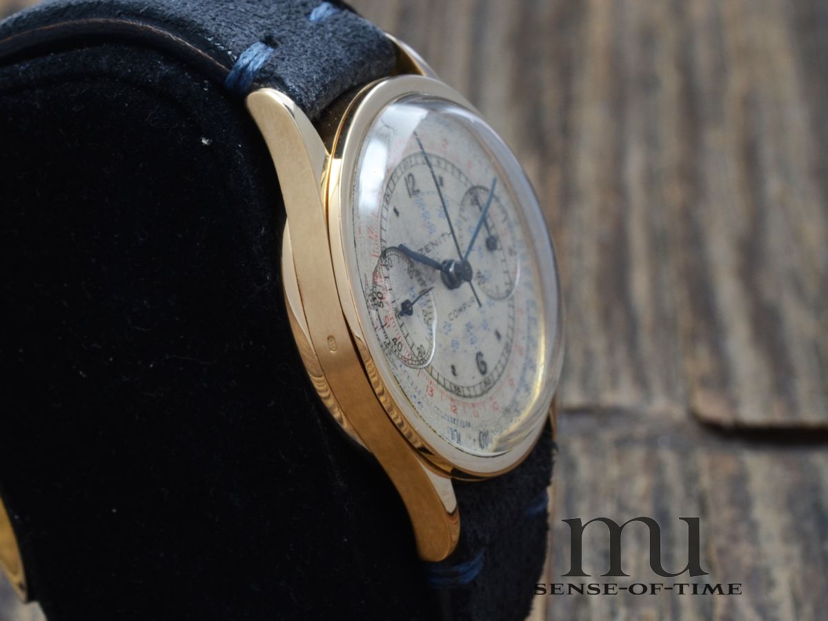 Zenith Compur Vintage Chronograph 18kt Gold mit Sektor-Dial Telemeter
