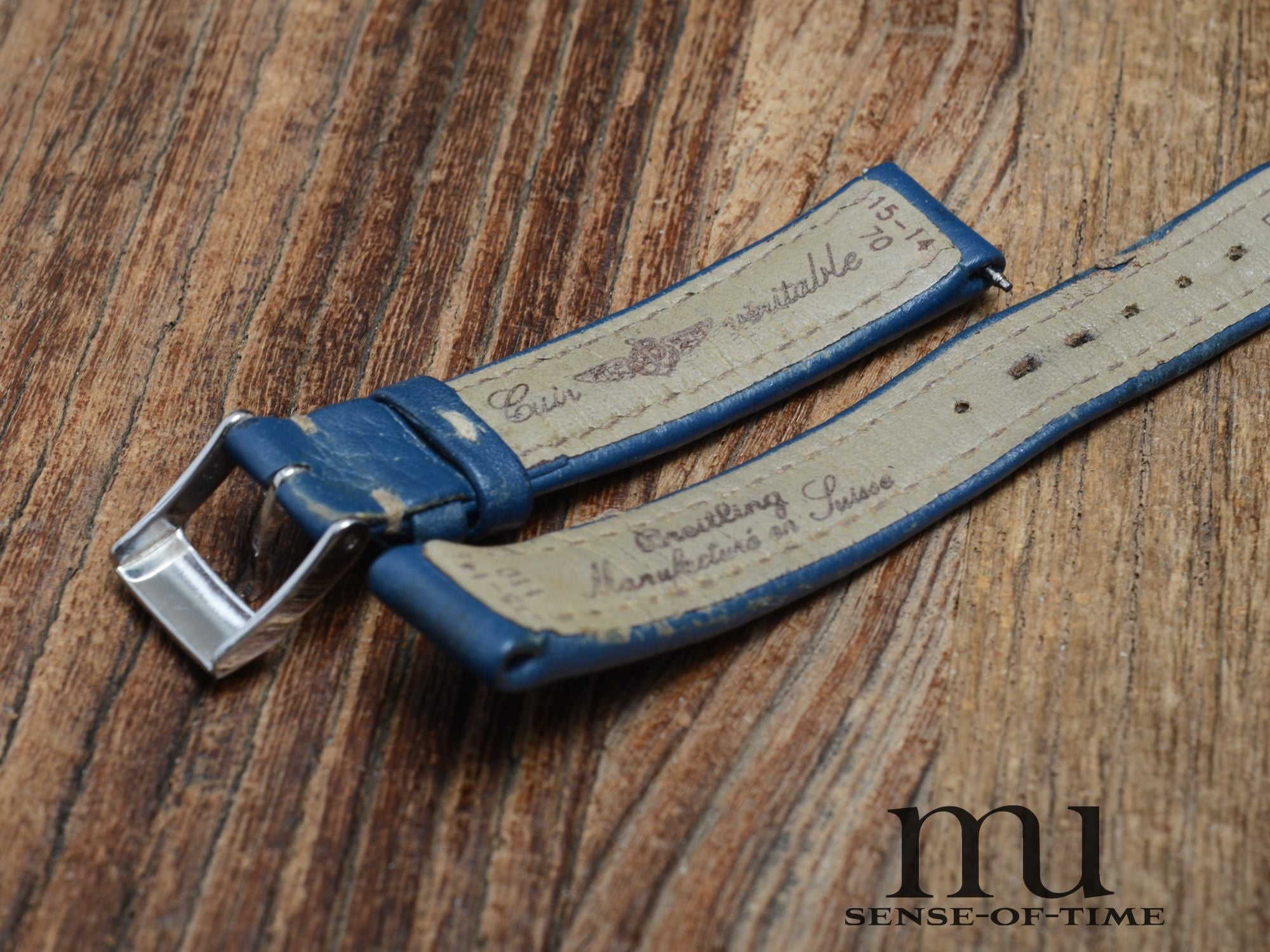 Zubehör: Breitling Lady Lederband mit Dornschließe, blau 15mm