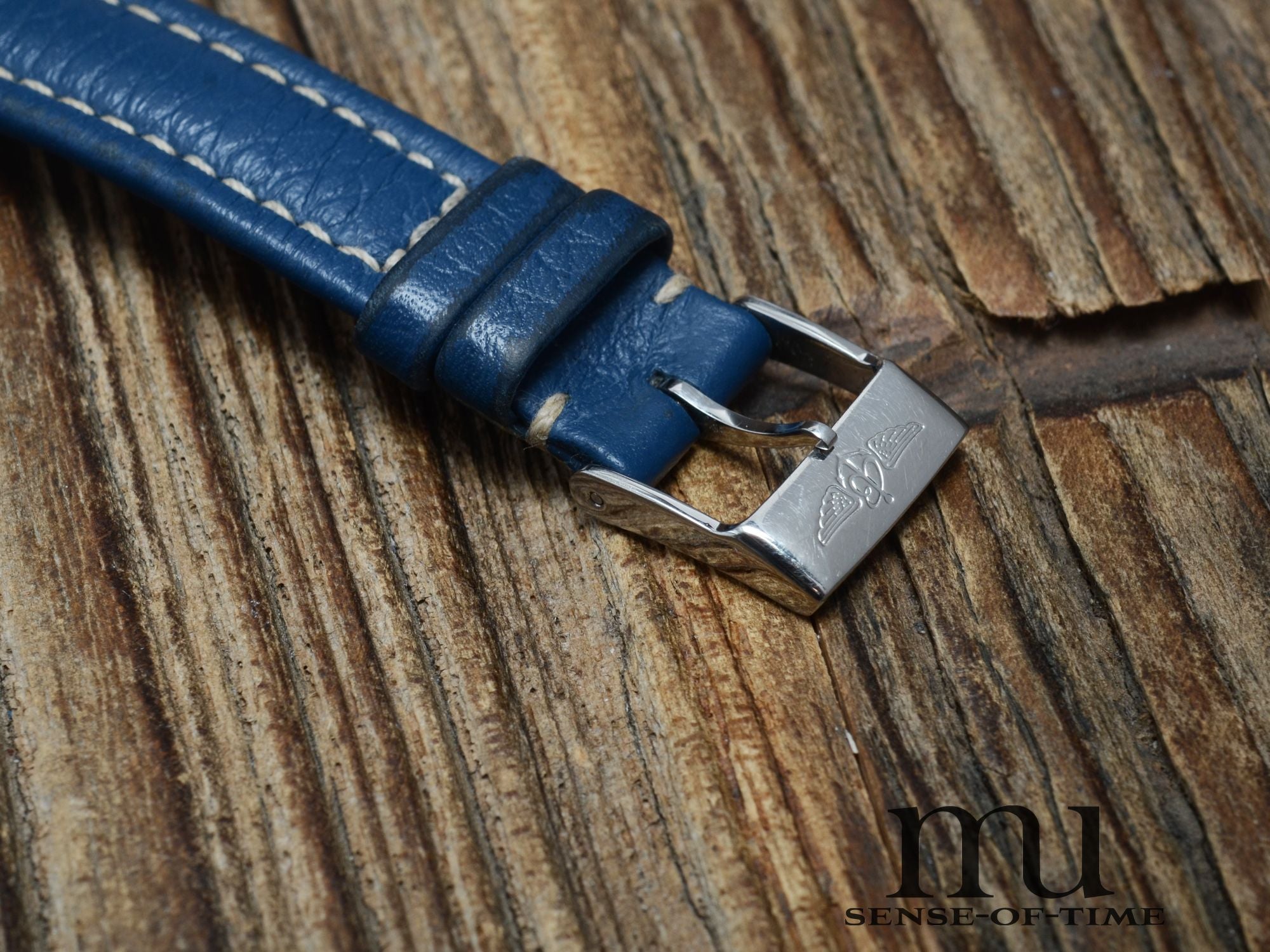 Zubehör: Breitling Lady Lederband mit Dornschließe, blau 15mm