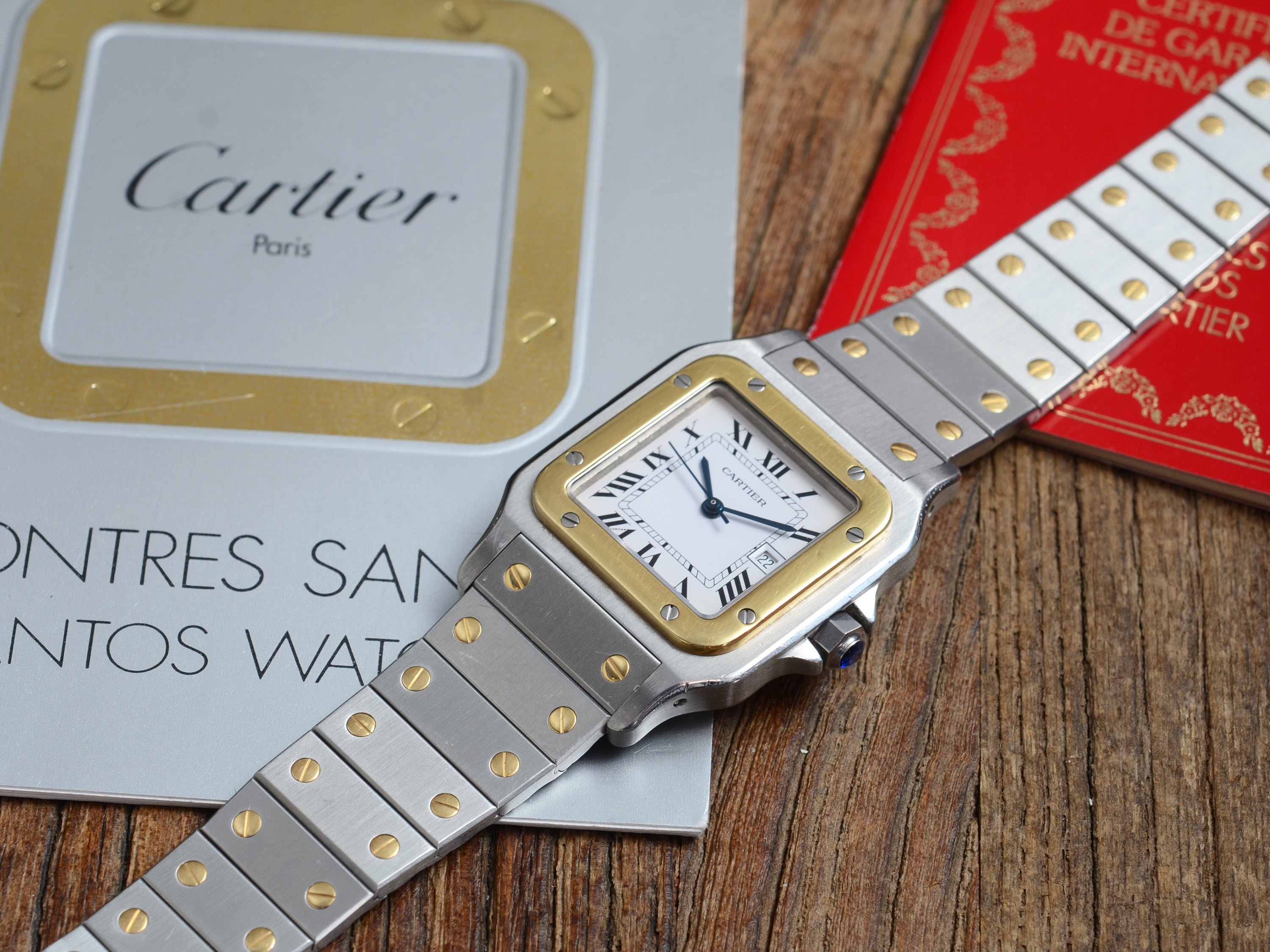 Cartier Santos de Cartier Galbée Automatik Stahl/Gold Medium, Full Set