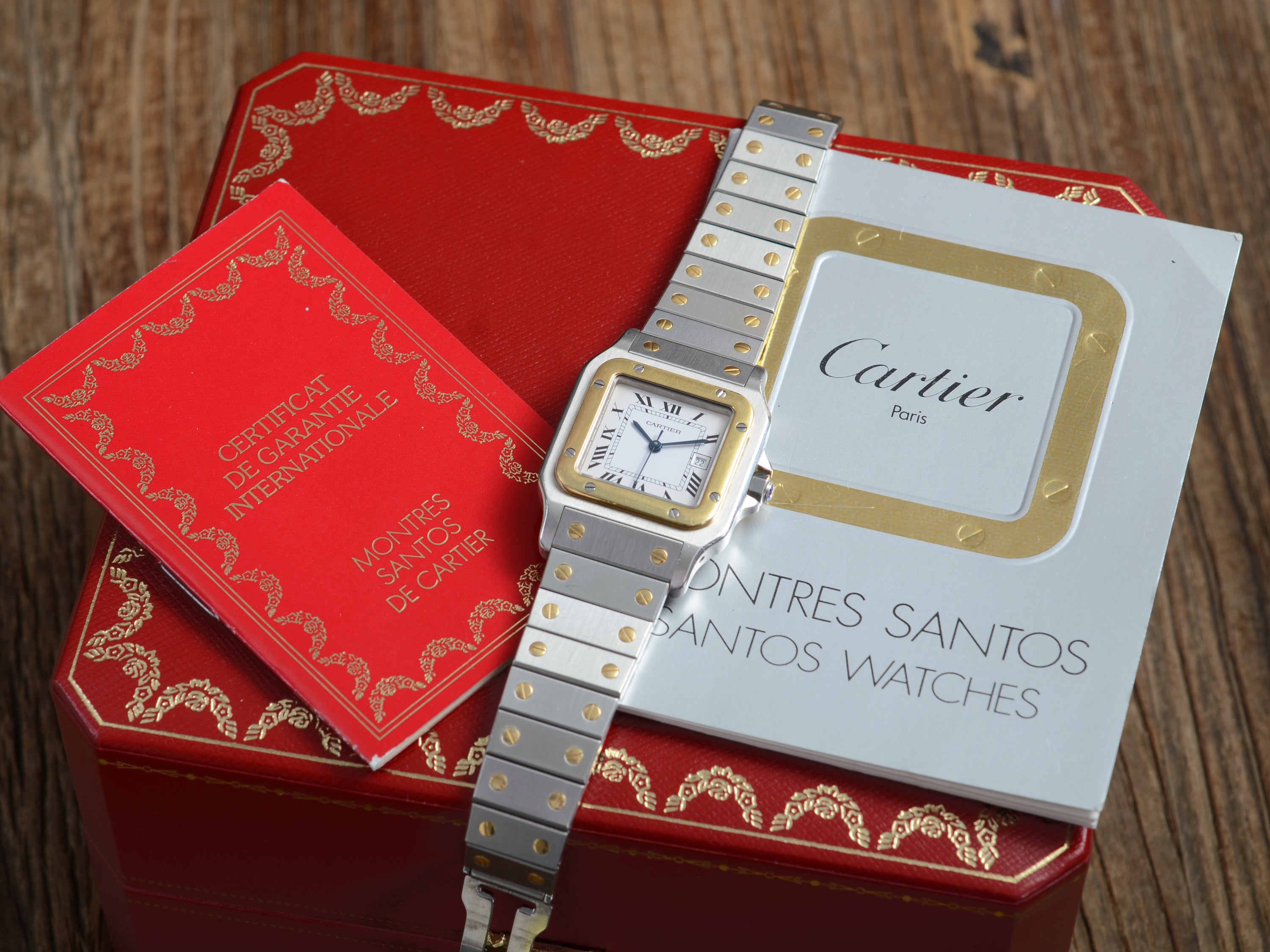 Cartier Santos de Cartier Galbée Automatik Stahl/Gold Medium, Full Set