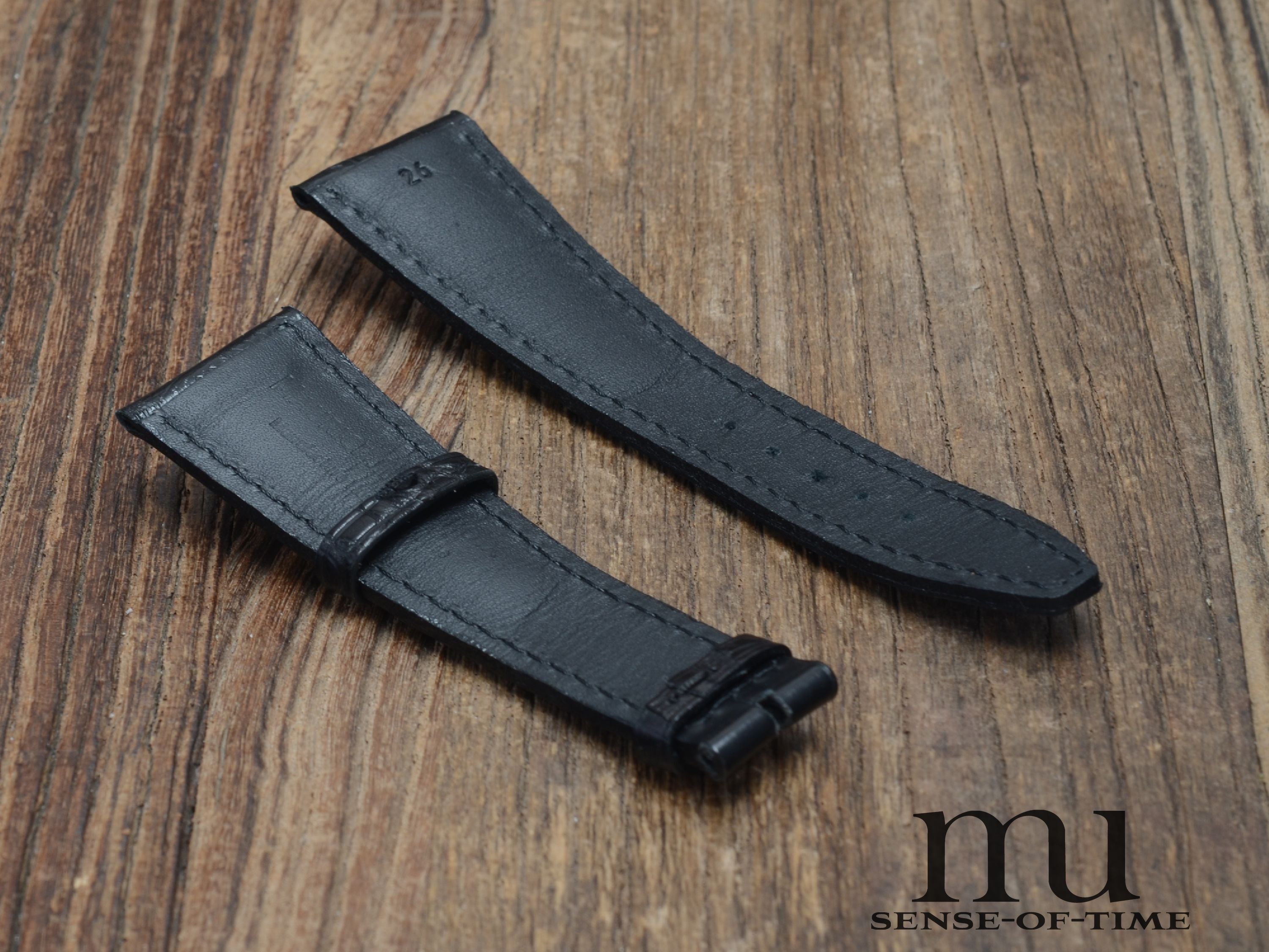 Zubehör: Maurice Lacroix Lederband, schwarz, 26 mm, NOS