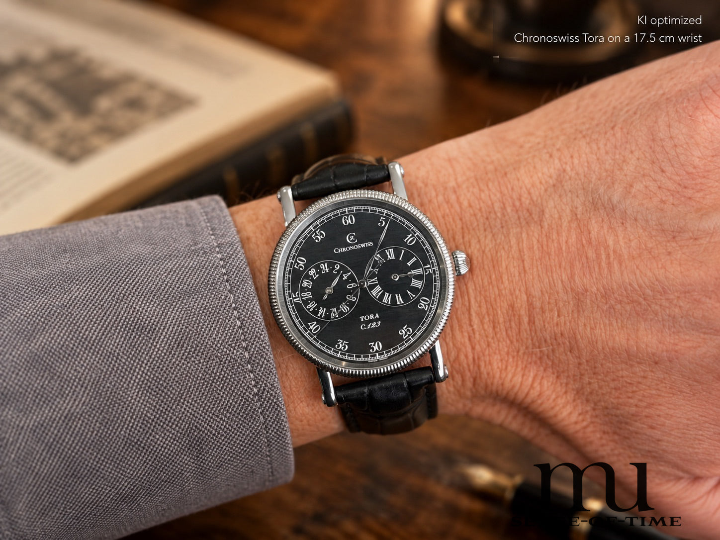 Chronoswiss Tora Dual Time 38mm, Schwarzes Zifferblatt, Automatik, Ref.: CH1323 bk