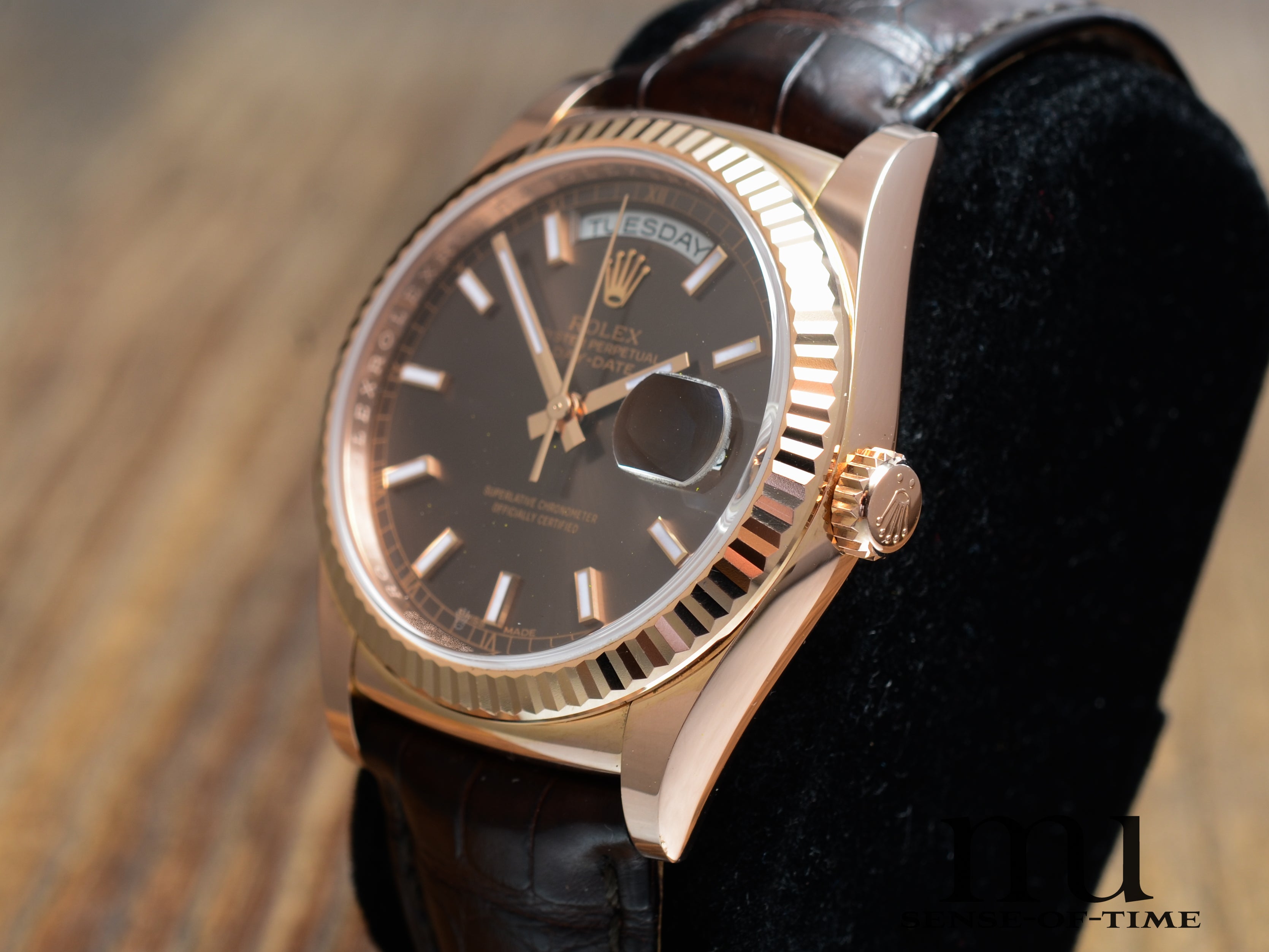 Rolex Day-Date Braunes Zifferblatt 18kt Everrose-Gold 36 cm, Ref.: 118135