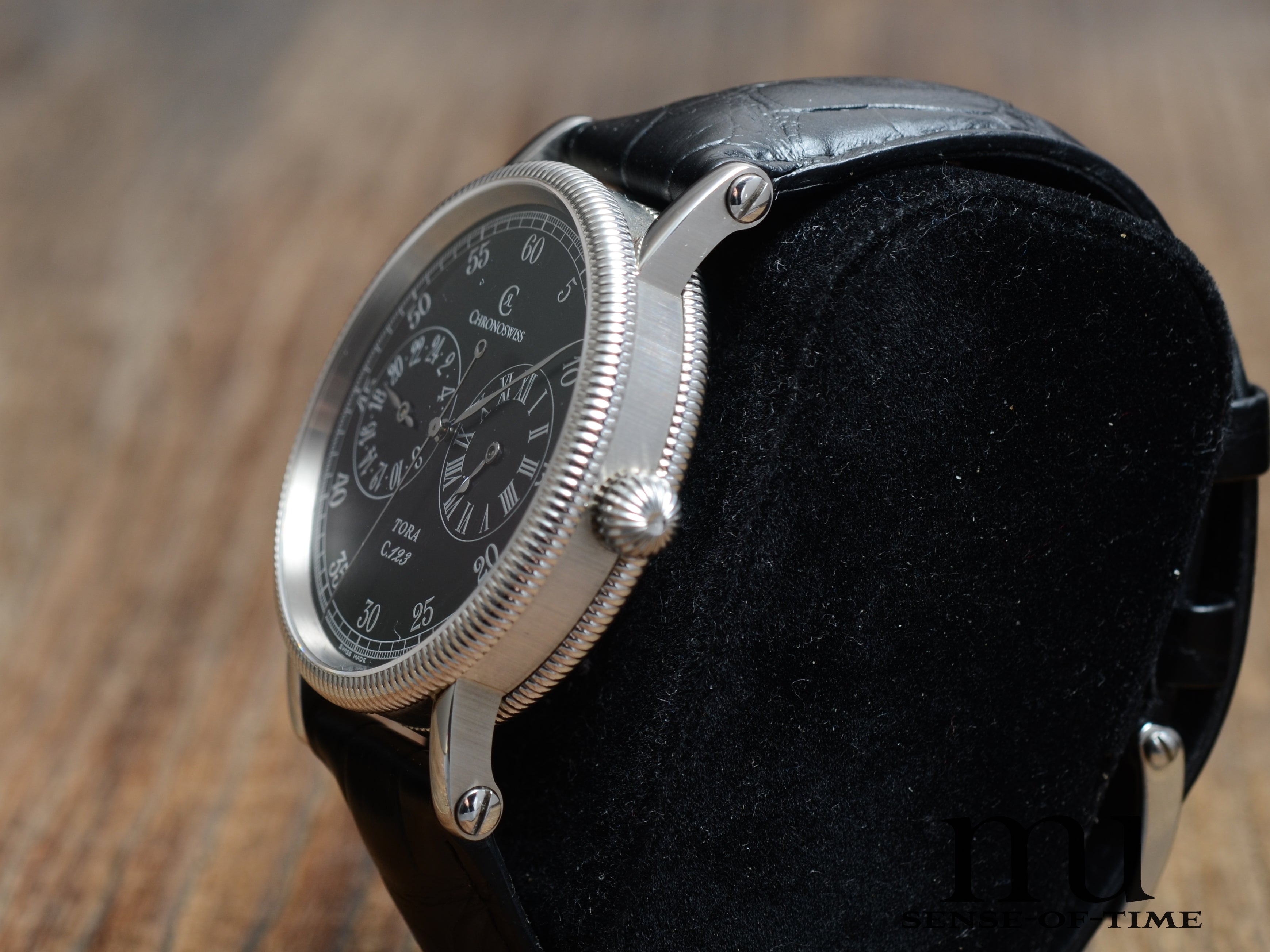 Chronoswiss Tora Dual Time 38mm, Schwarzes Zifferblatt, Automatik, Ref.: CH1323 bk