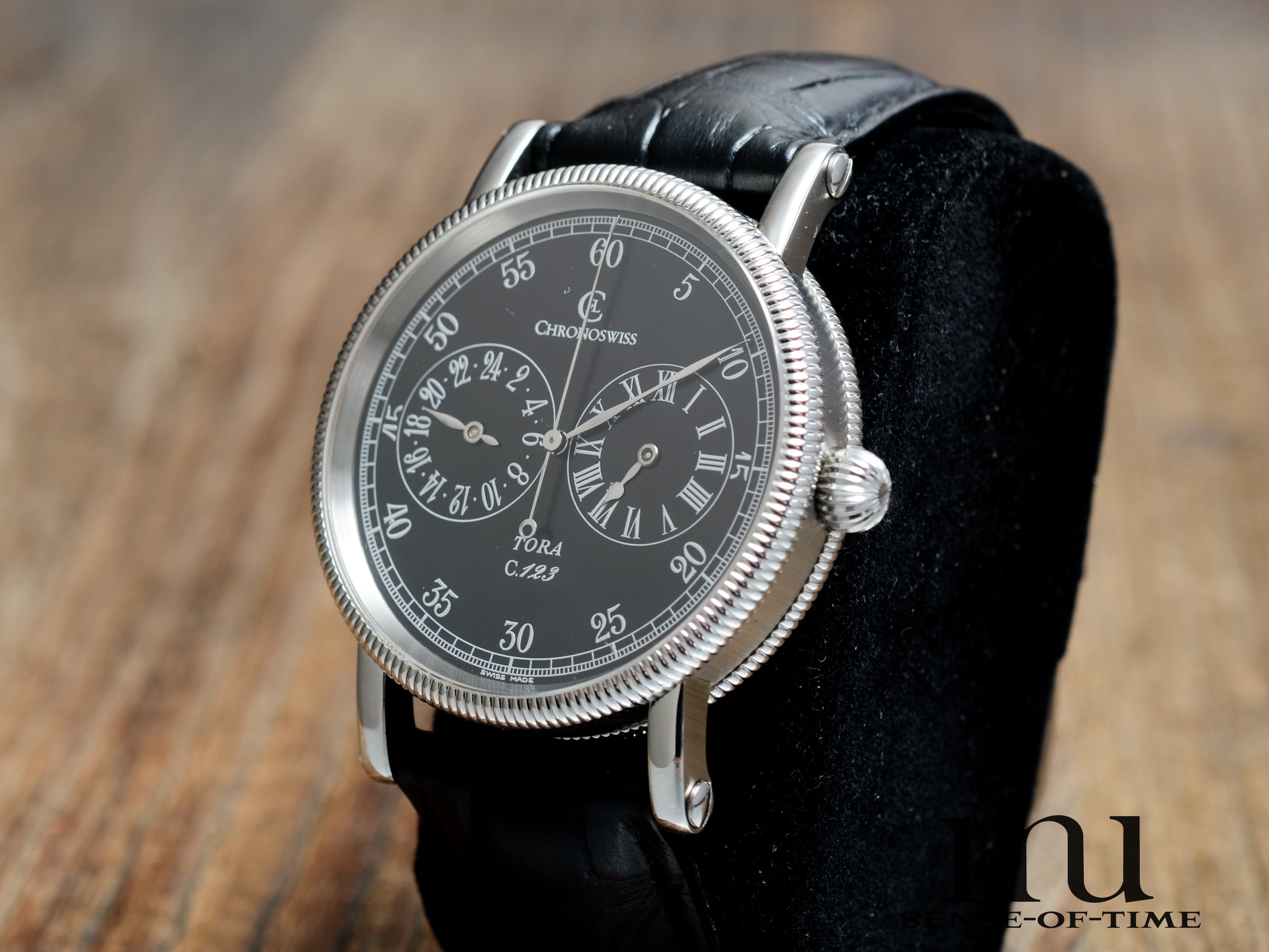 Chronoswiss Tora Dual Time 38mm, Schwarzes Zifferblatt, Automatik, Ref.: CH1323 bk