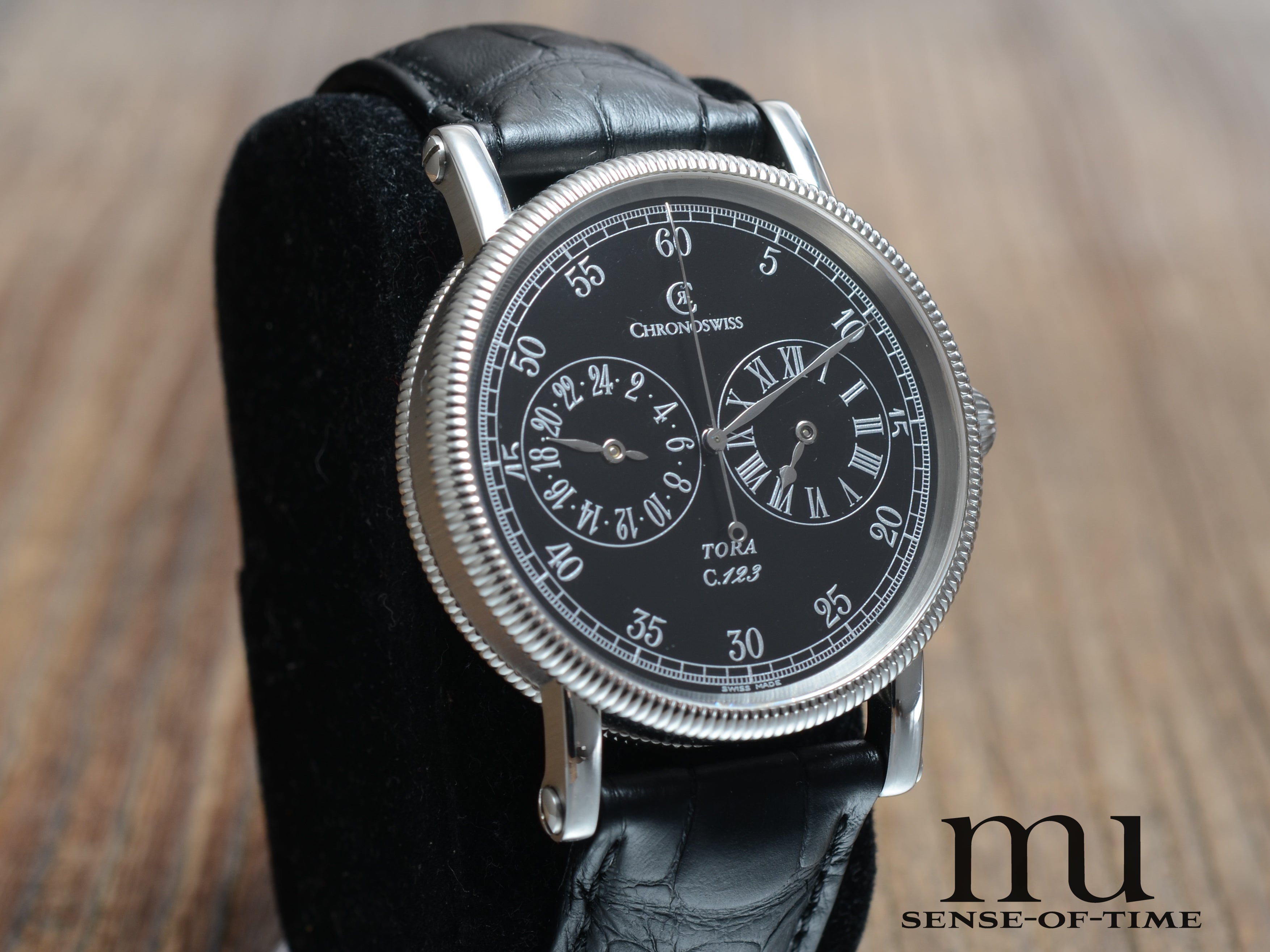 Chronoswiss Tora Dual Time 38mm, Schwarzes Zifferblatt, Automatik, Ref.: CH1323 bk