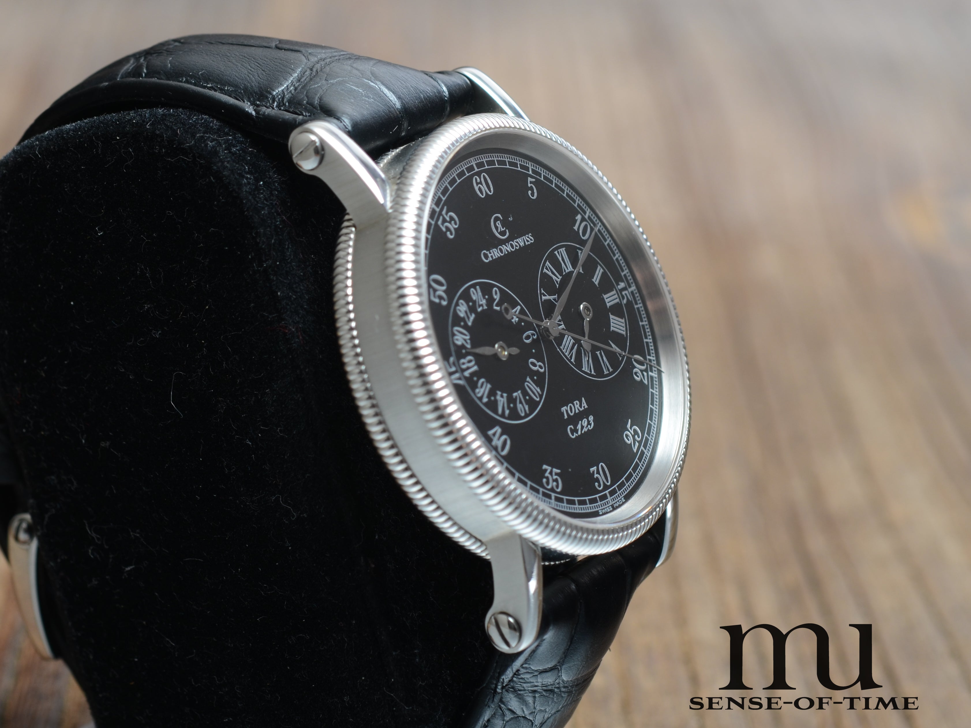 Chronoswiss Tora Dual Time 38mm, Schwarzes Zifferblatt, Automatik, Ref.: CH1323 bk