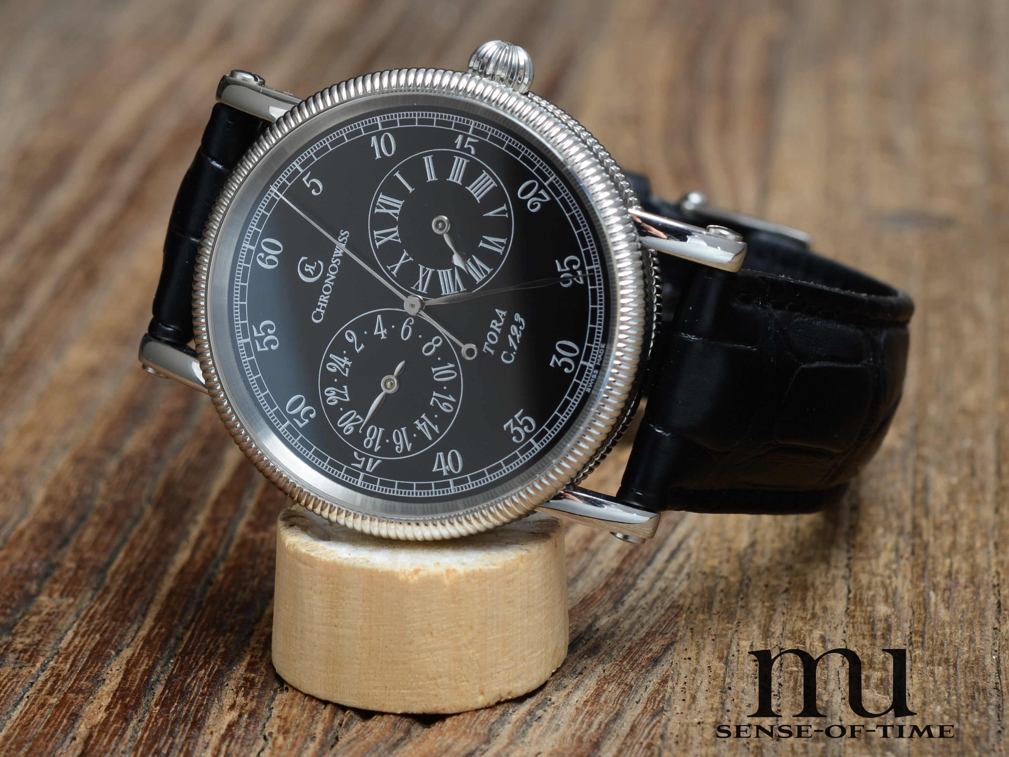 Chronoswiss Tora Dual Time 38mm, Schwarzes Zifferblatt, Automatik, Ref.: CH1323 bk