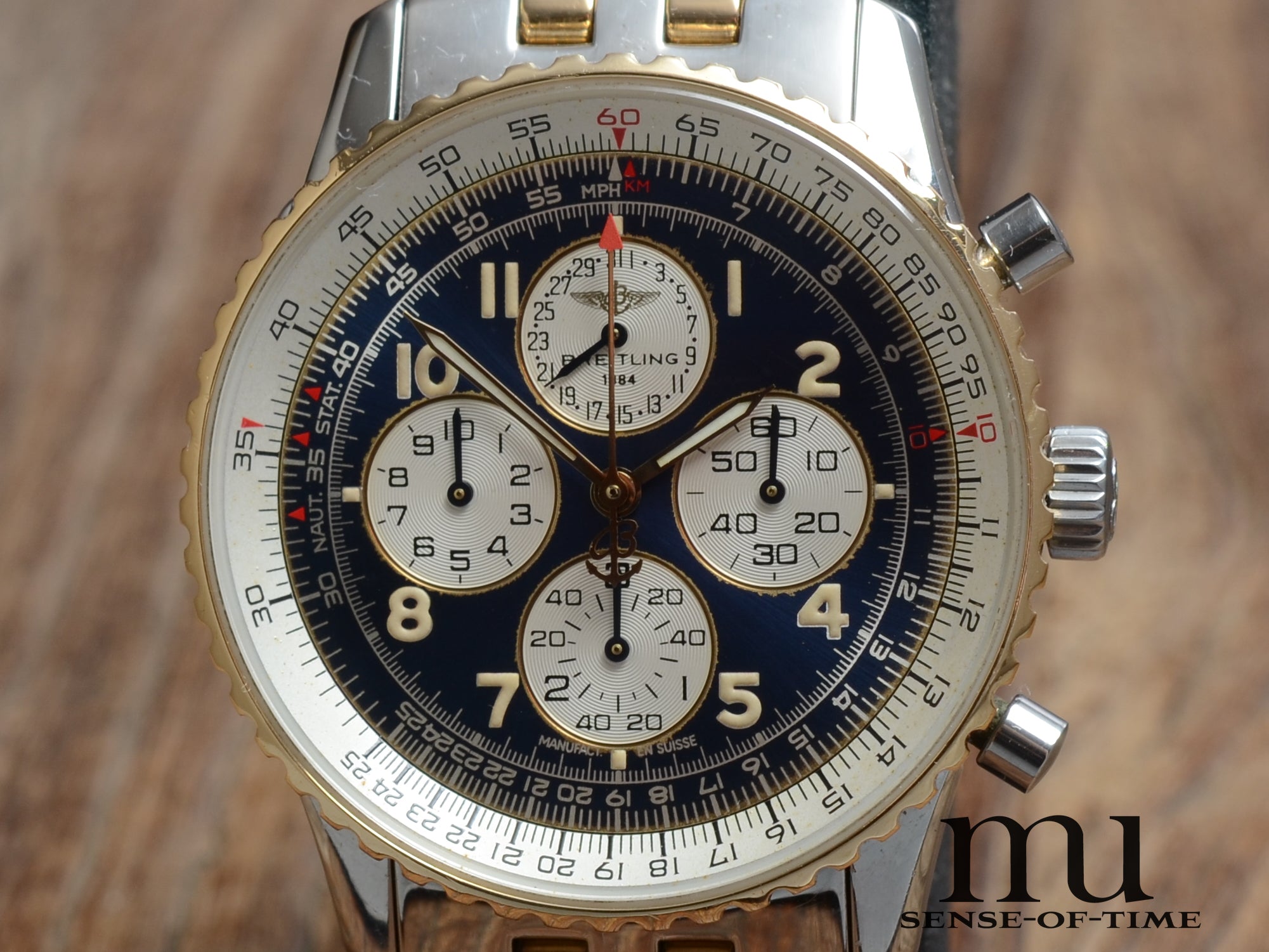 Breitling Navitimer Airborne Stahl/Gold mit Pilotband, 38mm, Full Set, Ref.: D33030