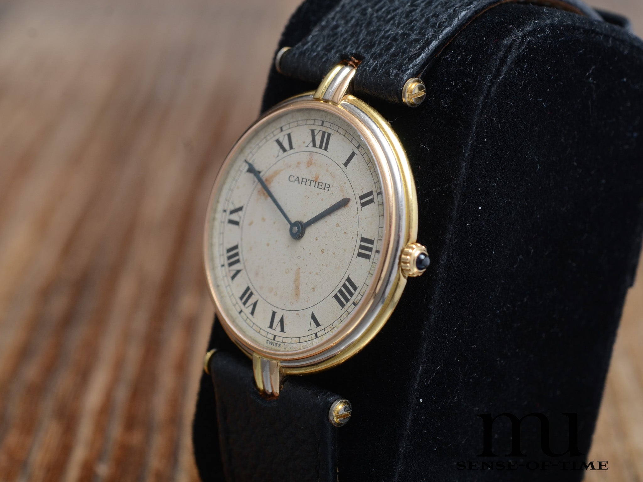 Cartier Vendome Trinity 18kt Gold, Patina Dial, Ref.: 81003