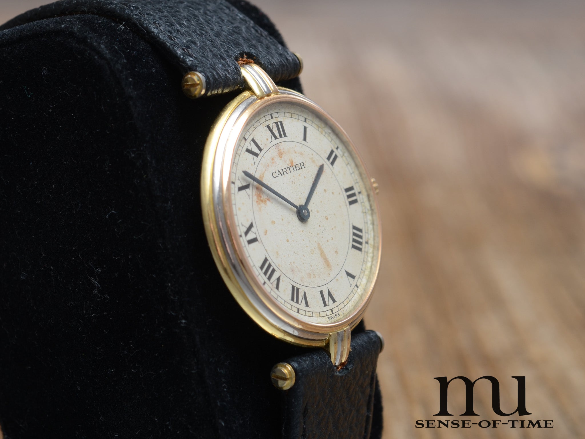 Cartier Vendome Trinity 18kt Gold, Patina Dial, Ref.: 81003