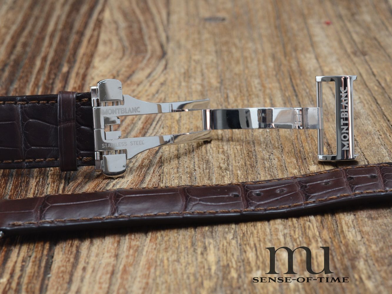 Zubehör: Montblanc Krokolederband mit Faltschließe, braun, 22mm NOS